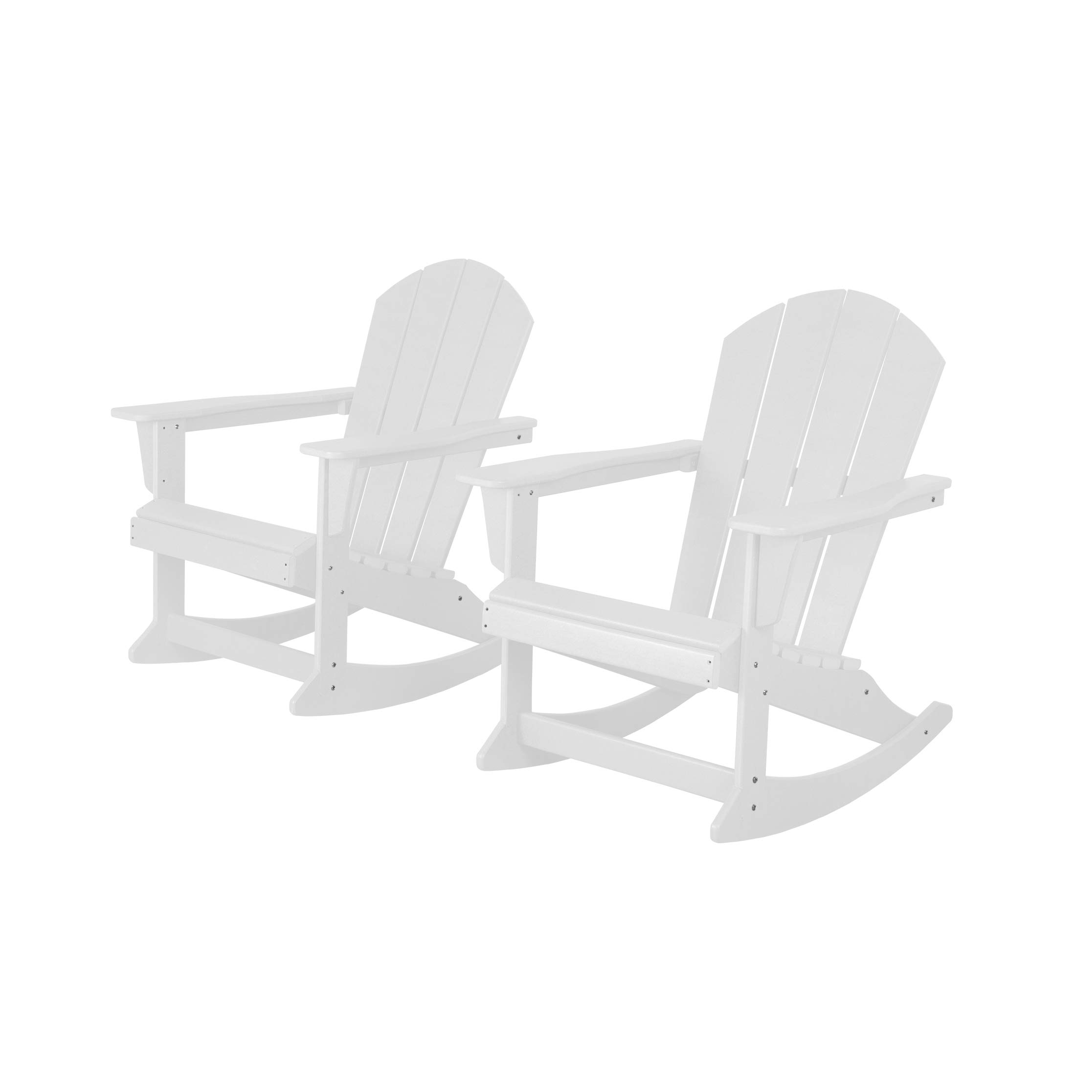 WestinTrends Malibu 2-Piece Outdoor Patio Set - White Poly Adirondack Rocking Chairs (2 Seater) for Garden, Porch & Backyard Relaxation
