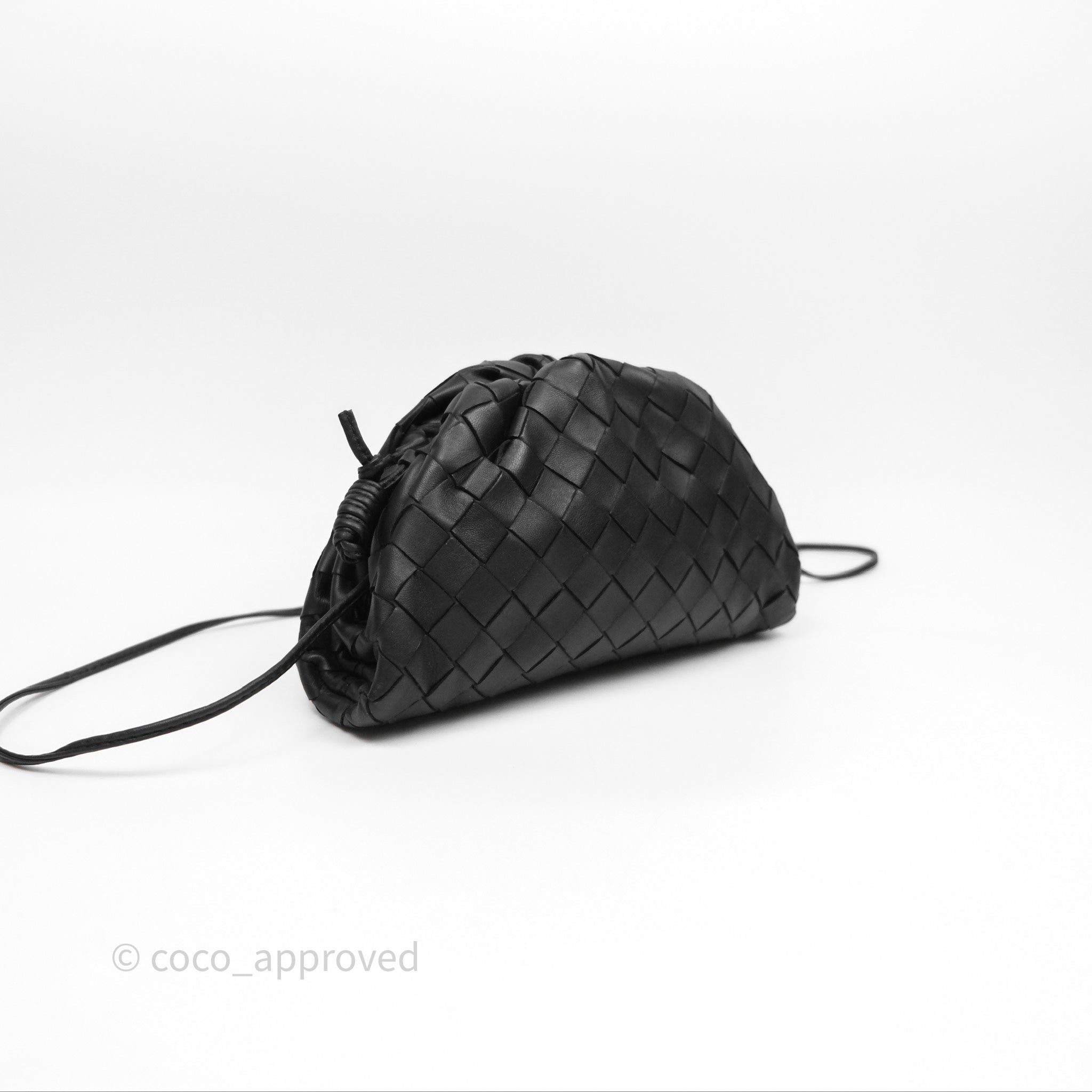 Bottega Veneta Mini Pouch Bag in Black Intrecciato Calfskin Leather - Perfect for Evening Events & Luxury Gift Giving