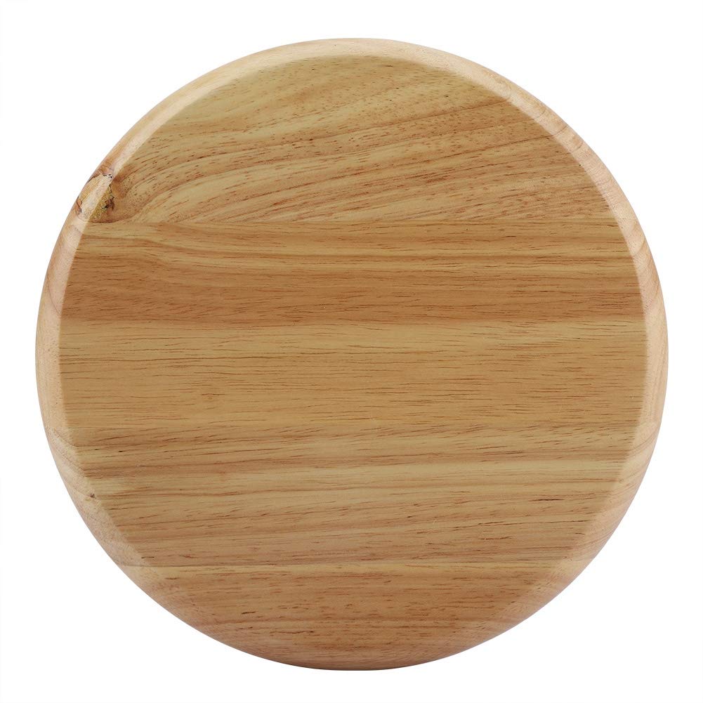 Round Wooden Serving Tray - Handcrafted Charcuterie Board for Fruits, Bread, Salad & Appetizers | Kitchen Countertop & Dining Table Organizer | Perfect for Entertaining, Brunch & Party Platters