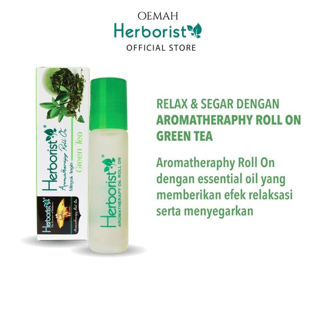 Herborist Green Tea Aromatherapy Roll-On 10ml - Relaxing Essential Oil for Stress Relief & Sleep, Perfect for Travel, Office & Home Use