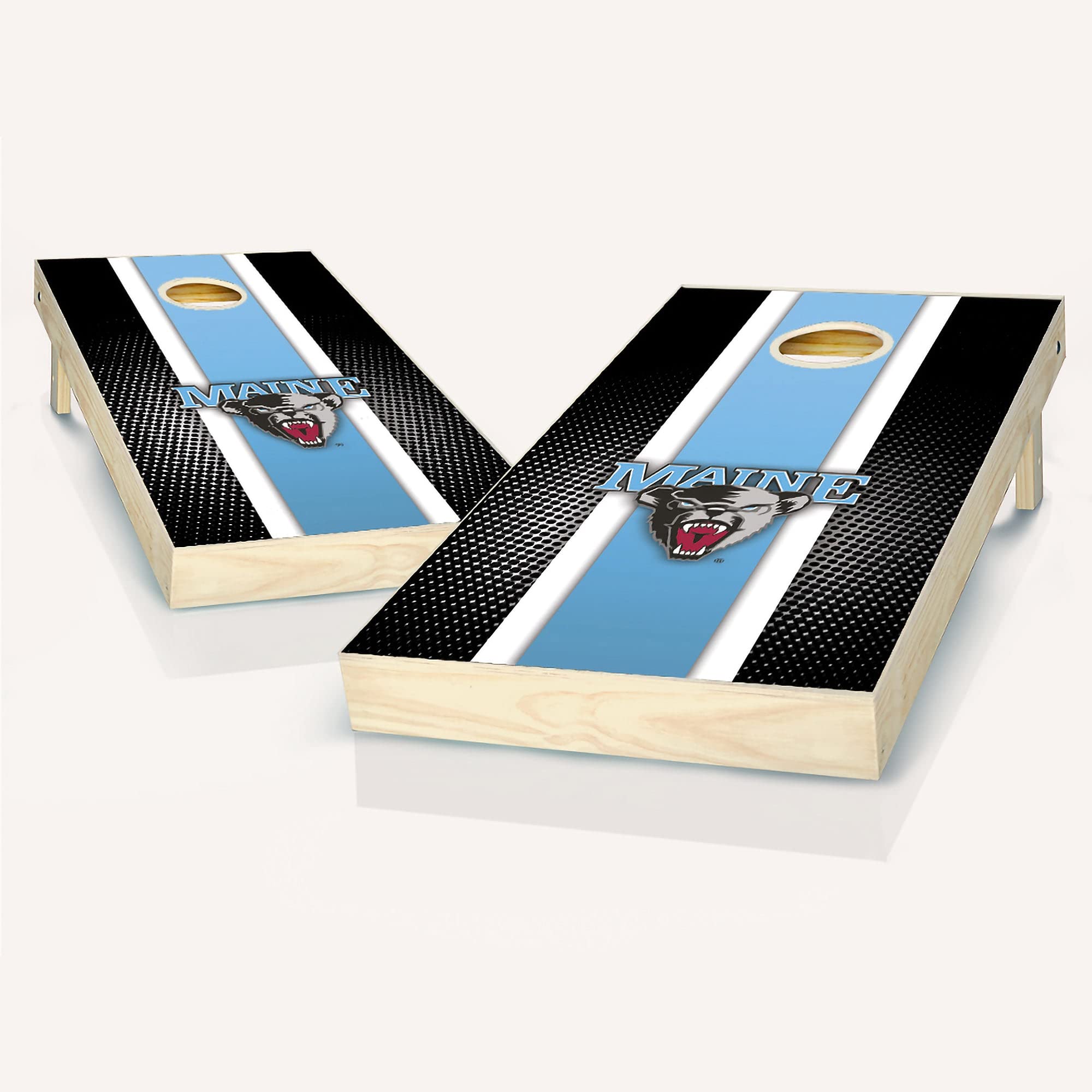 Premium Maine Stripe Cornhole Game Set - 2 Wooden Boards & 8 Bean Bags for Outdoor Parties, Tailgating, Backyard Fun - Classic Lawn Game with Carry Case & Accessories