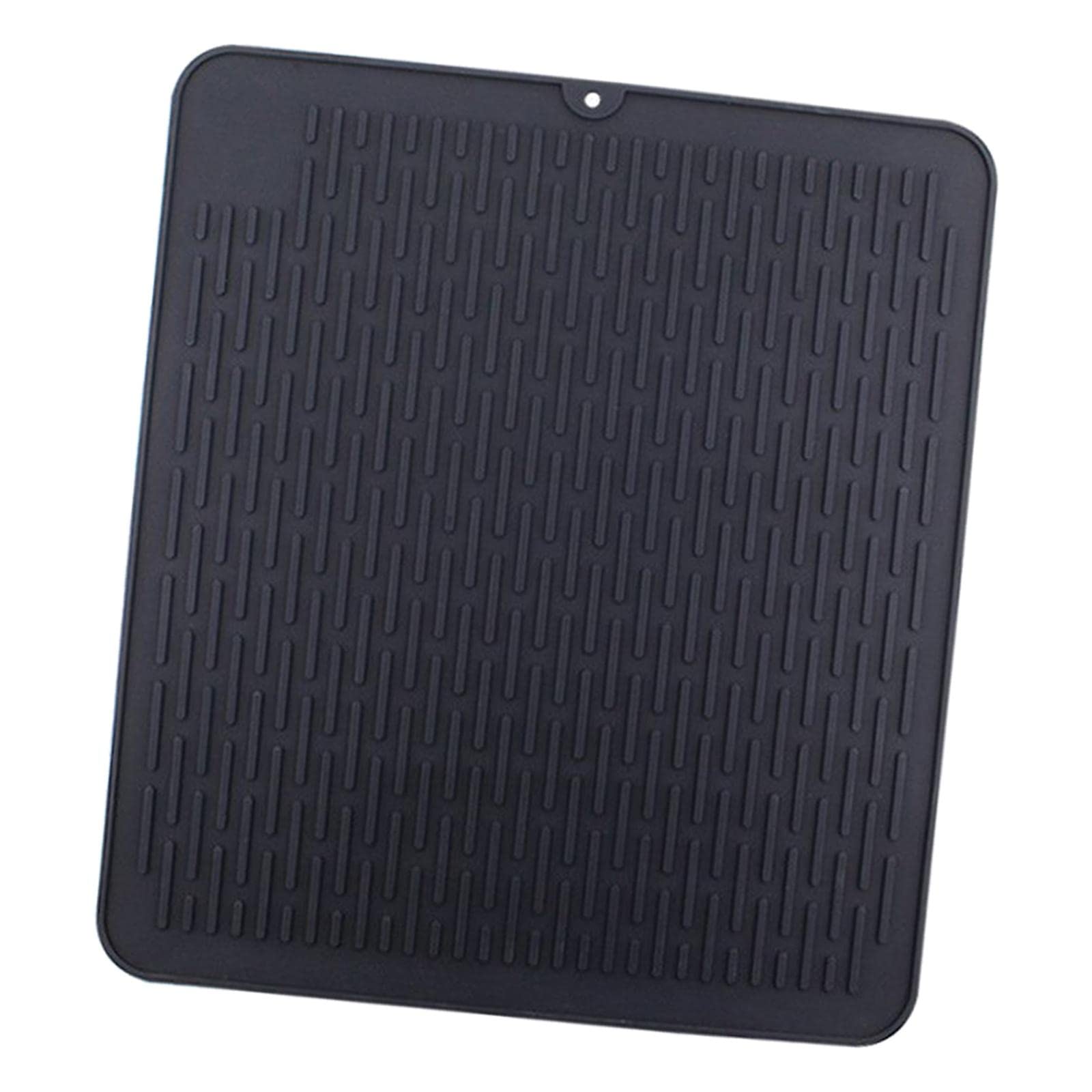 Heat Resistant Silicone Dish Drying Mat - 45x40cm Waterproof Kitchen Drain Pad & Pot Holder - Perfect for Countertop Protection, Drying Dishes, and Hot Cookware Handling (Black)