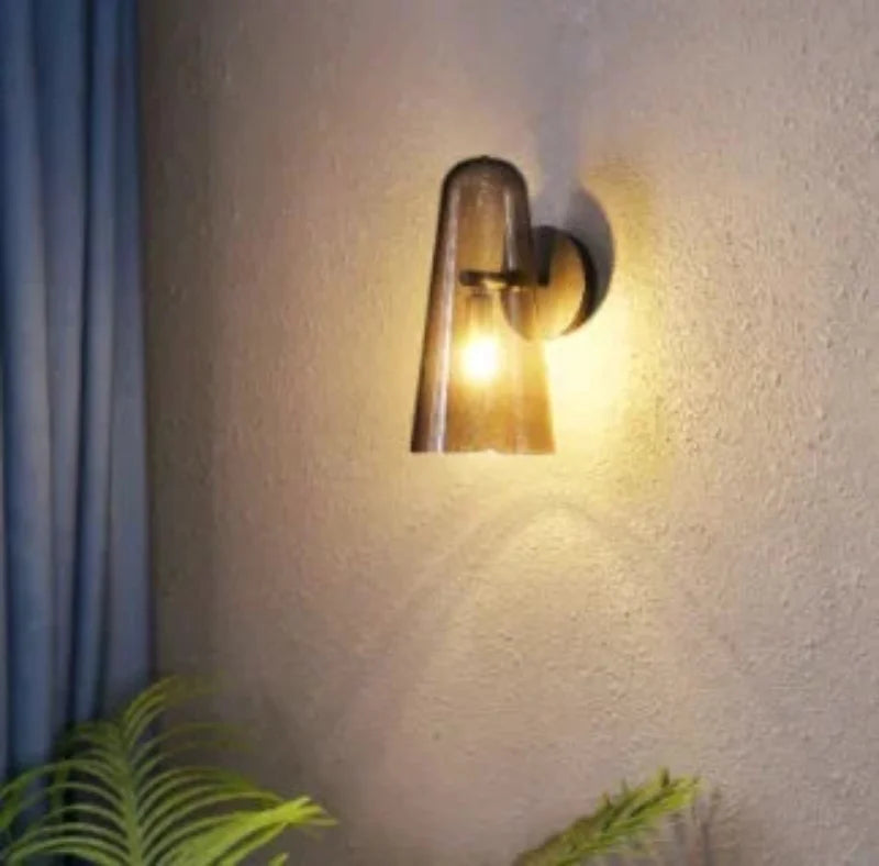 Verdant Glow Modern Glass Wall Sconce - Energy Efficient LED Wall Light Fixture for Bedroom, Living Room & Hallway Decor