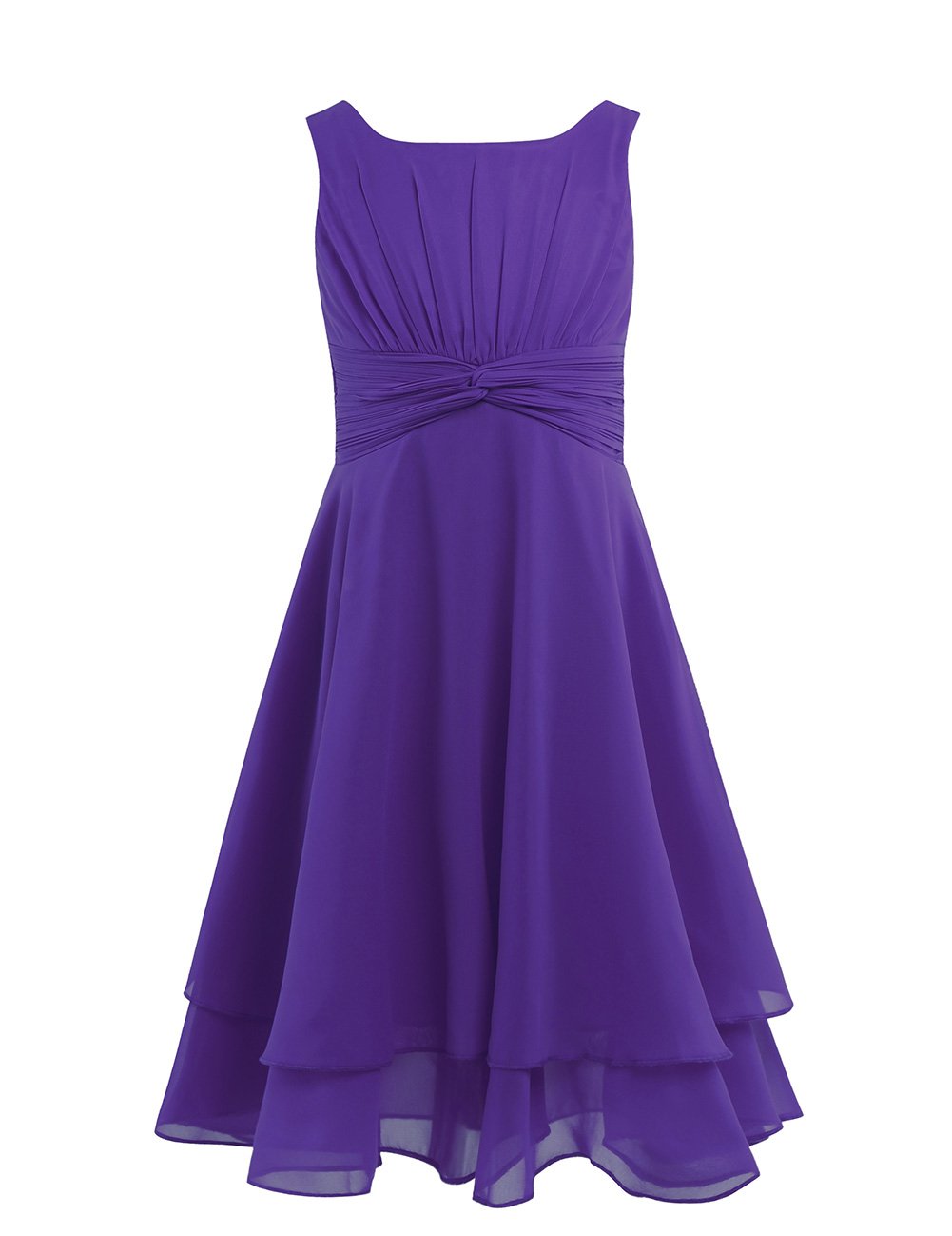 Girls Sleeveless Chiffon Flower Dress for Wedding Party - Elegant Double Layer Pleated Bridesmaid Dress for Kids - Perfect for Prom, Birthday Parties & Special Occasions