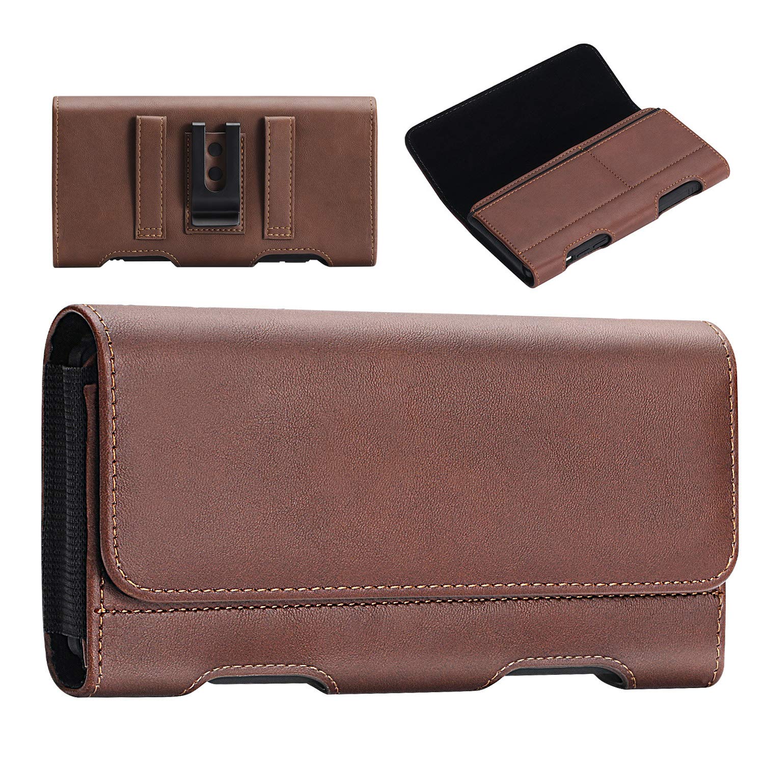 Premium Leather Holster Case for Samsung Galaxy S24 Ultra/Plus - Belt Clip & ID Card Holder - Compatible with S23+, Note 10+, S20+, A71, Note 9/8 & LG Stylo 5 (Brown) - Perfect for Work, Travel & Outdoor Activities