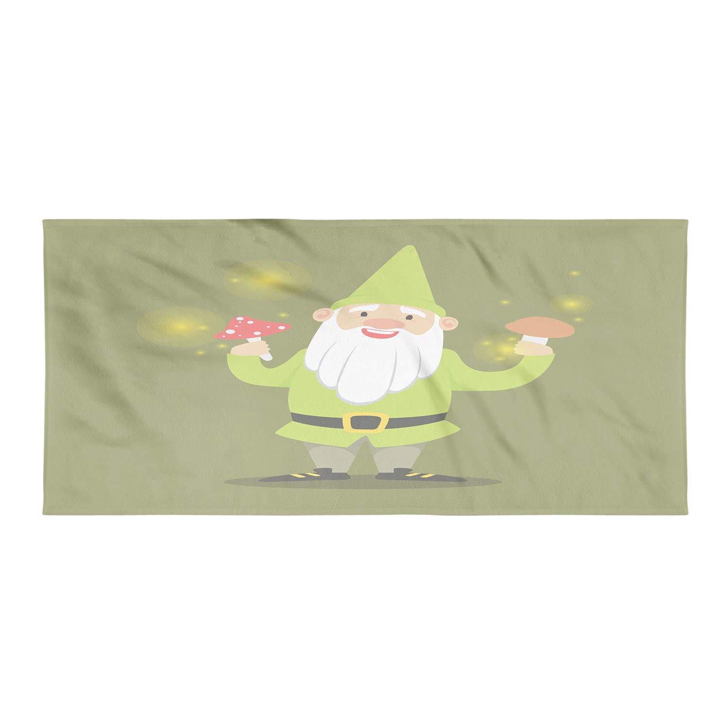 Ambesonne Quick Dry Microfiber Backpacking Towel - Soft, Absorbent & Compact for Camping, Hiking - Smiling Gnome with Mushrooms Cartoon Design - Perfect for Outdoor Adventures, Travel & Gym Use