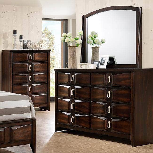 Roxy 8-Drawer Brown Dresser with Mirror - Stylish Bedroom Storage Furniture for Home Organization & Decor