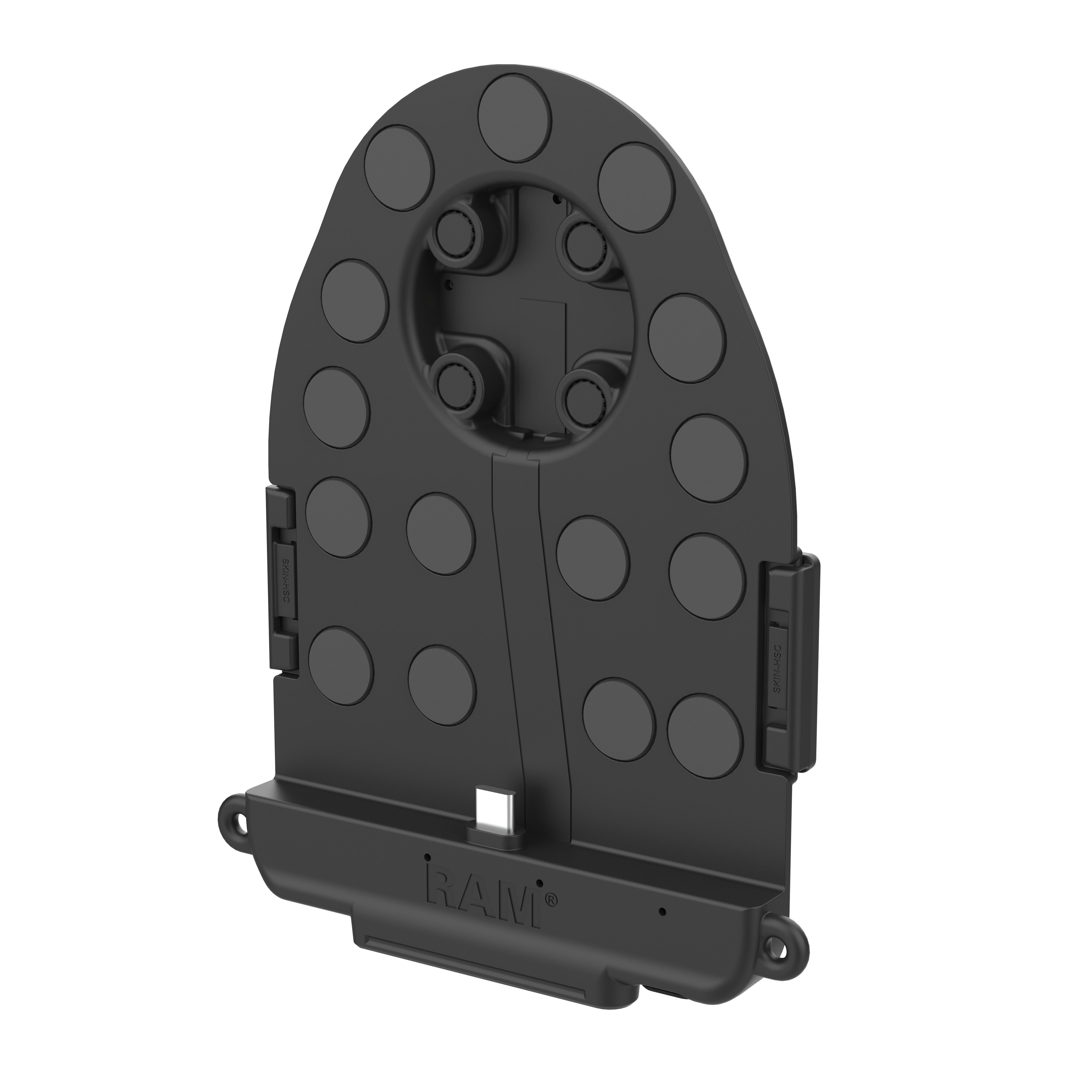 GDS® Tab Conn™ Tablet Stand for Tablets Without Case - D Shape & Rear Pogo Pads (RAM GDS TABC B1DB) | Perfect for Home, Office & Travel Use