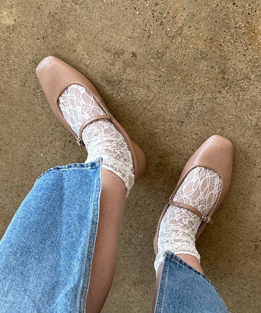 REYES Women's Ballet Flats - Toffee Snake Embossed Leather Loafers for Comfort & Style | Perfect for Office, Casual Wear & Travel