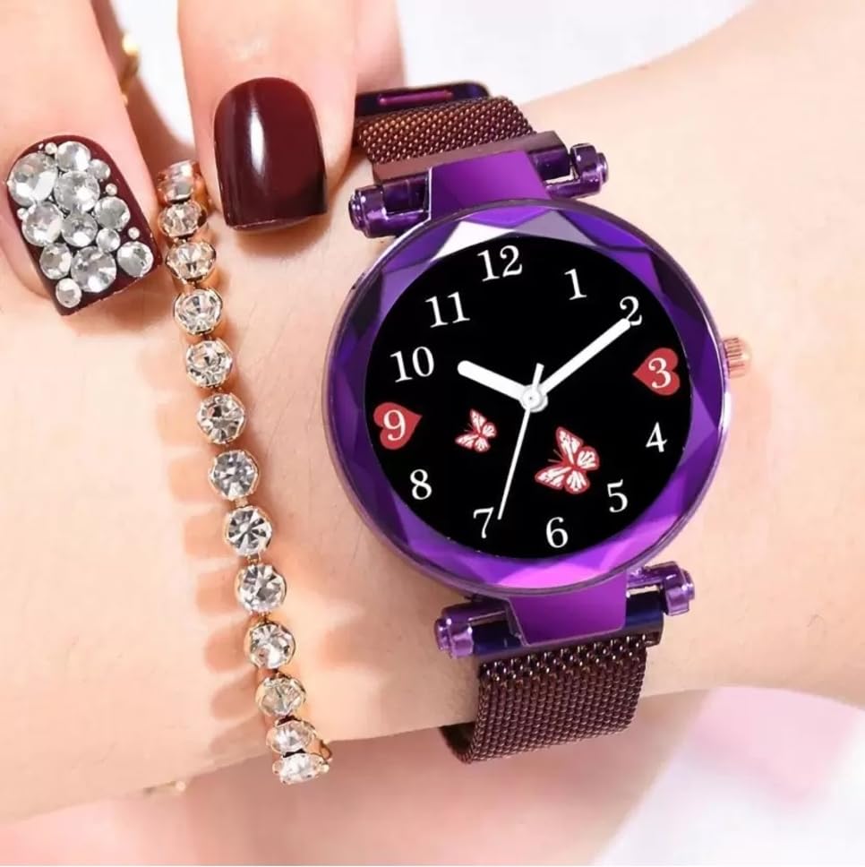 Elegant Floral Magnetic Watch Set for Women - Stylish Casual Analog Wristwatch with Adjustable Band - Perfect for Everyday Wear, Office, and Special Occasions
