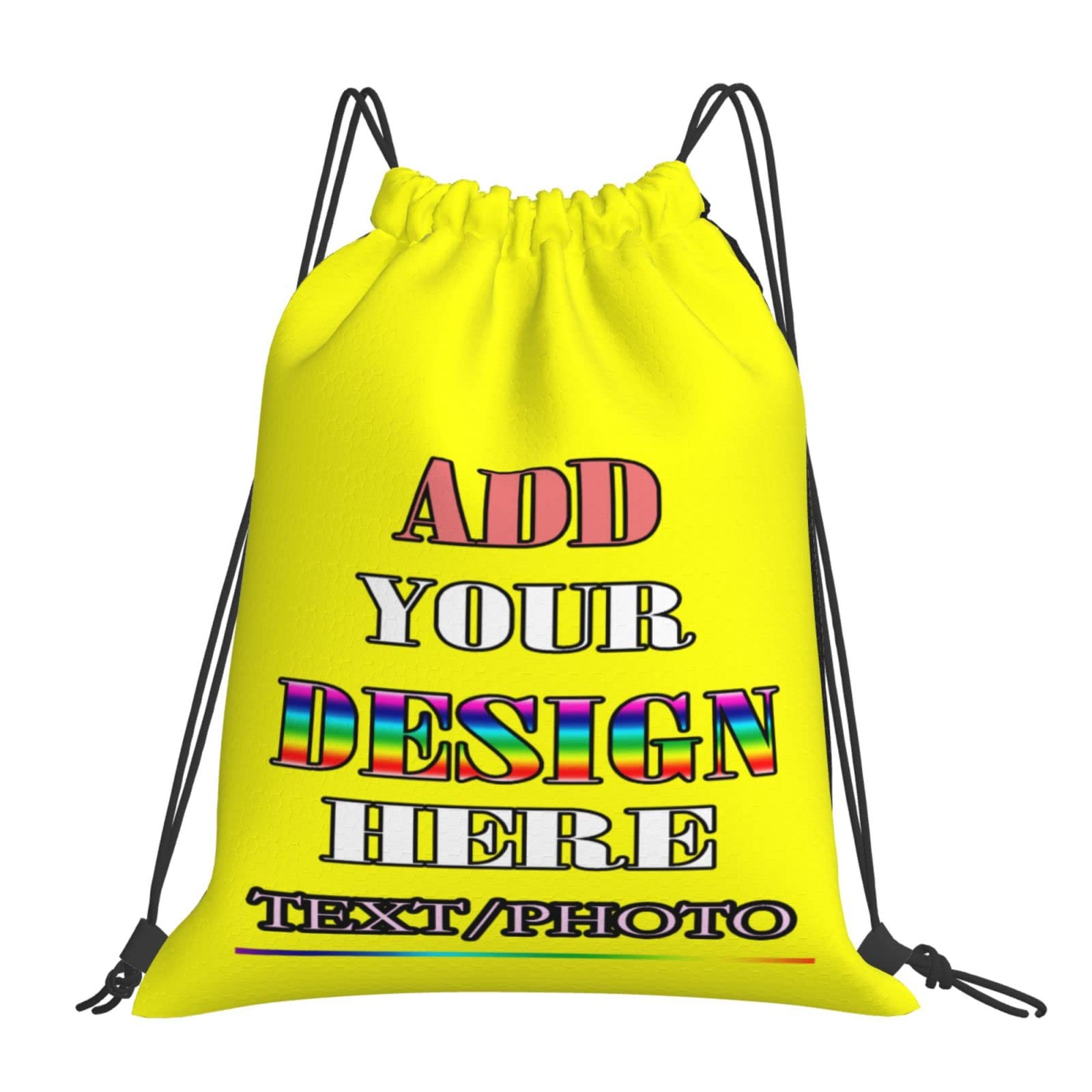Custom Drawstring Backpack with Photo & Text - Personalized Gym Bag for Sports, Yoga & Travel - Great for Workouts, School & Outdoor Activities