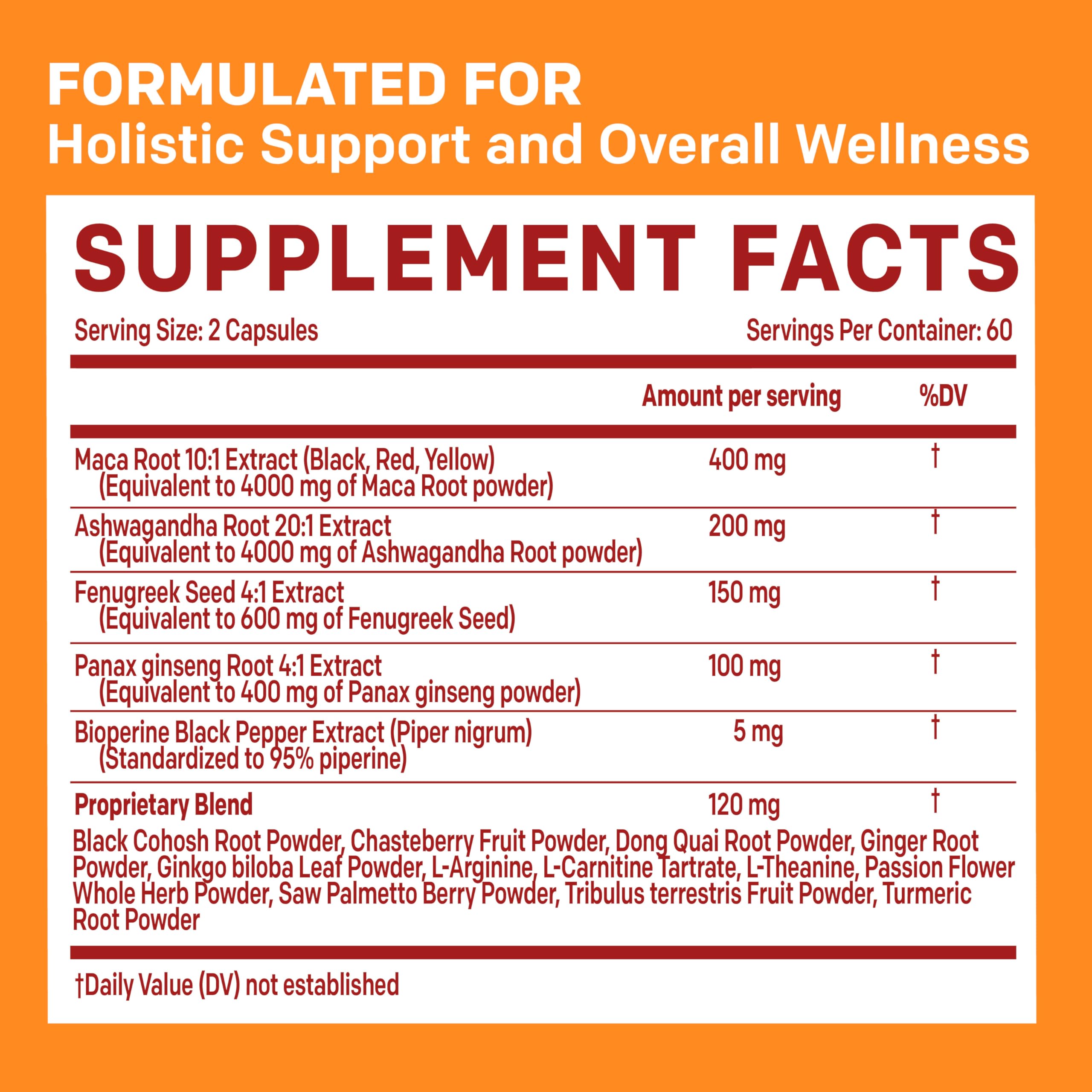 PrimeMD 19-in-1 Peruvian Maca Root Capsules - 9125mg Ashwagandha Supplement with Maca, Fenugreek & Ginseng for Mood, Hormone & Performance Support (120 Capsules) - Energy Boost, Stress Relief & Libido Enhancer for Men & Women