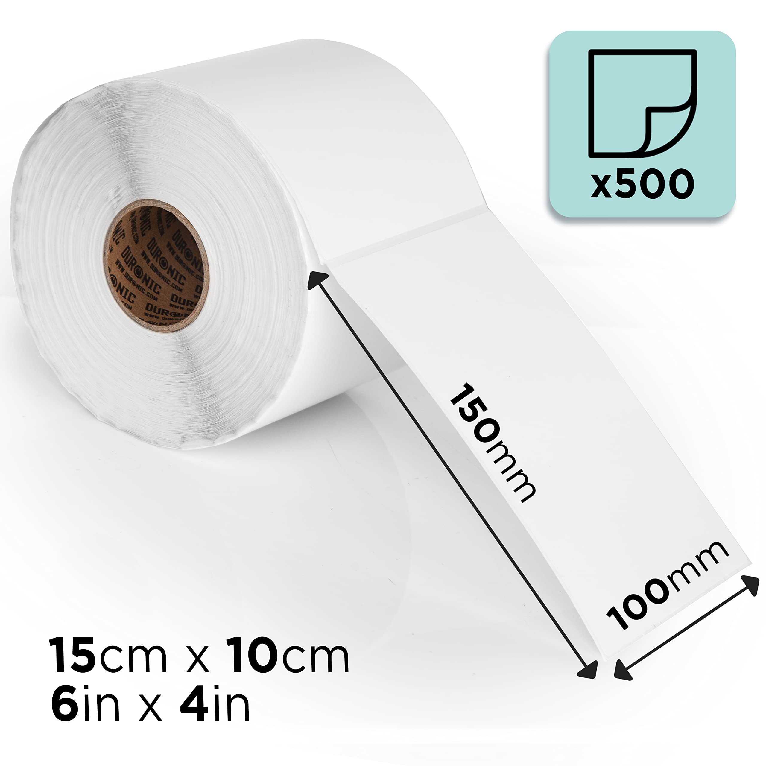 Duronic Thermal Labels LL4X6 [24,000 Labels 48 Rolls] | 100x150mm (4x6 Inch) Self-Adhesive Shipping Labels for Etsy, Shopify, eBay, Amazon | Compatible with Royal Mail, FedEx, UPS, Hermes | 48 Roll Pack | Perfect for Small Business Shipping & Ecommerce Orders