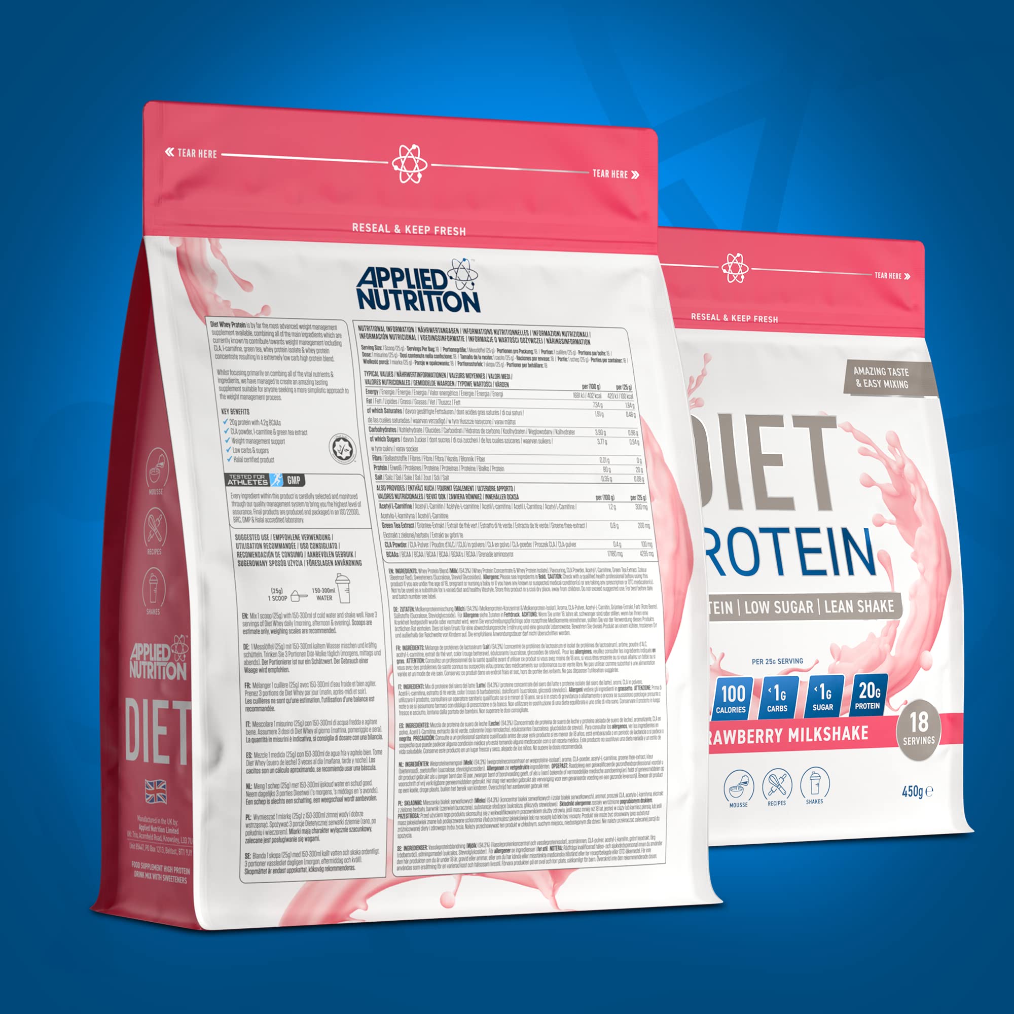 Applied Nutrition Diet Whey Protein Powder - 1000g for Weight Loss & Muscle Gain | Ideal for Post-Workout Recovery & Healthy Meal Replacement