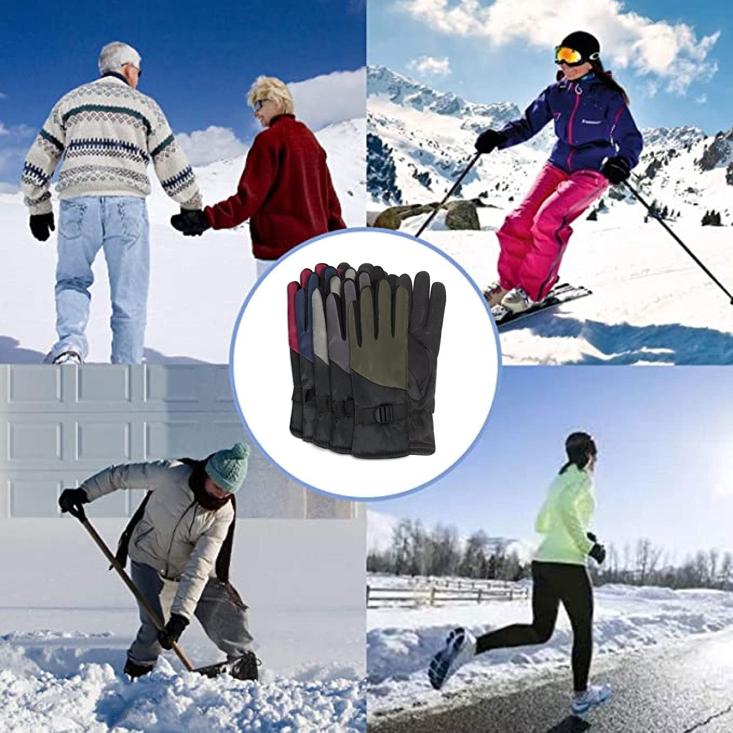 Trail Maker Two Tone Winter Gloves for Men & Women - Windproof Waterproof Insulated Cold Weather Gloves for Hiking, Skiing & Outdoor Activities