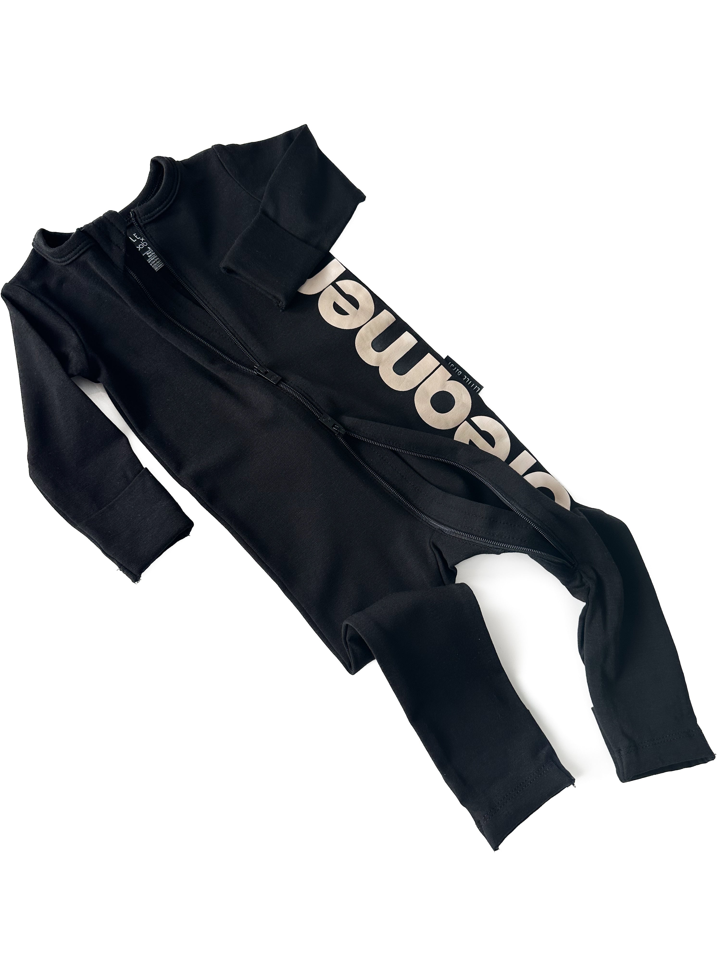 LB x Baby Breez Long Sleeve Dreamer Romper Pajamas for Infants - Soft Cotton Sleepwear, Black | Perfect for Bedtime & Nursery Comfort