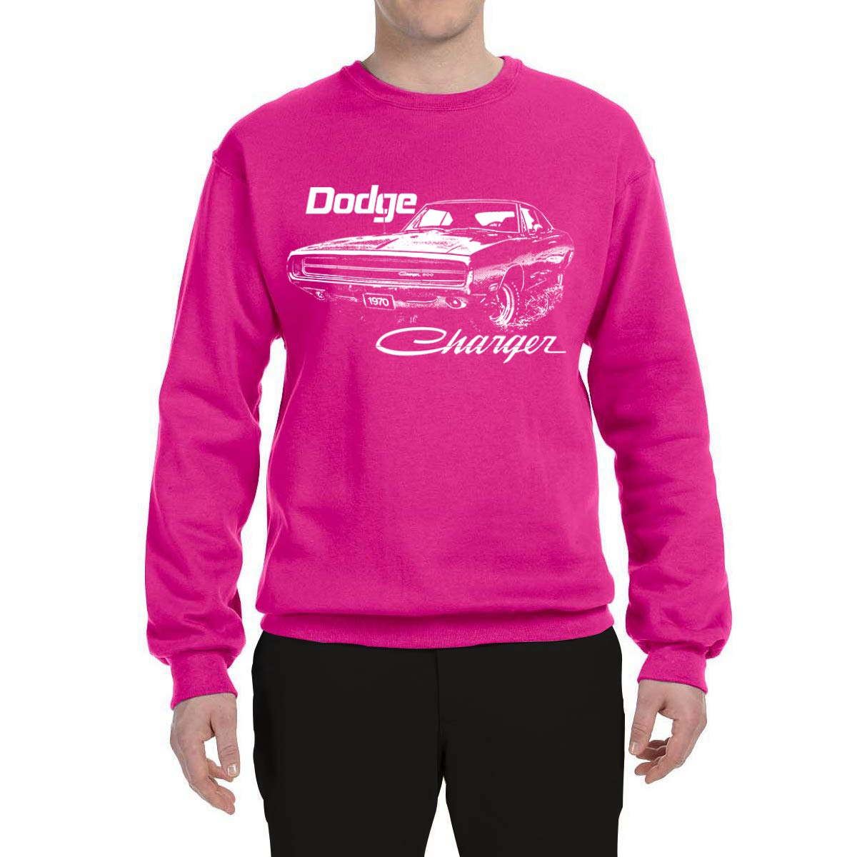 Vintage 1970 Dodge Charger Racing Graphic Sweatshirt for Men - Retro White Car & Truck Crewneck Pullover - Casual Wear & Car Enthusiast Gift