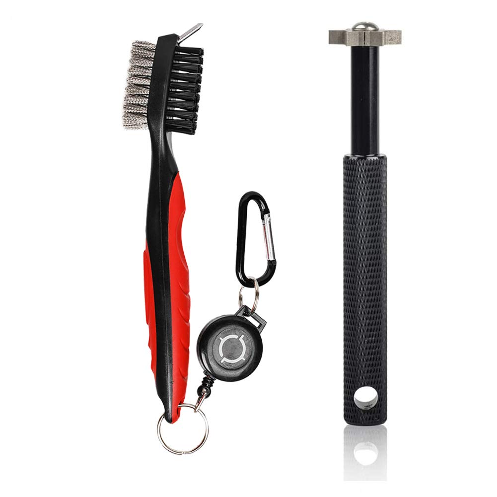 HIFROM Golf Club Groove Sharpener & Cleaner Set - Retractable Cord Brush for Golf Club Maintenance | Perfect for Golf Course & Driving Range Practice