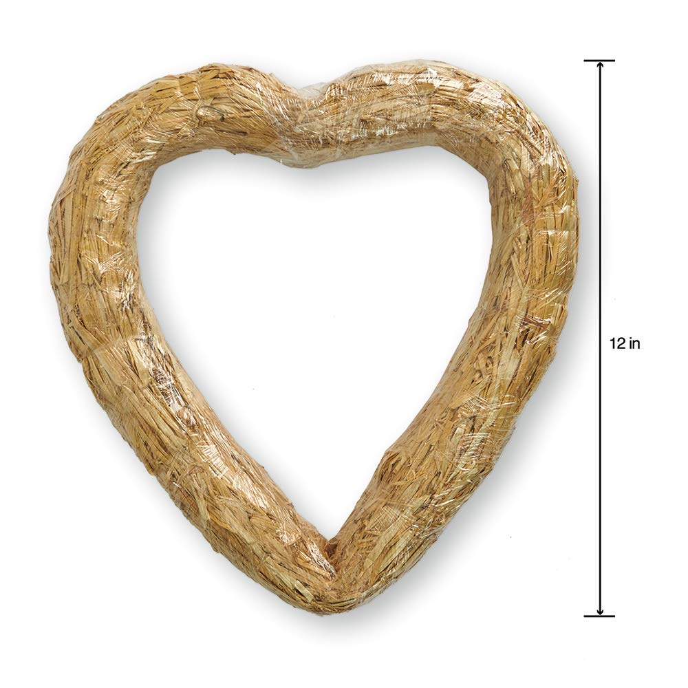 12 Inch Natural Straw Heart Wreath Form for DIY Crafts - Perfect for Home Decor, Wedding Centerpieces, and Seasonal Door Hangers