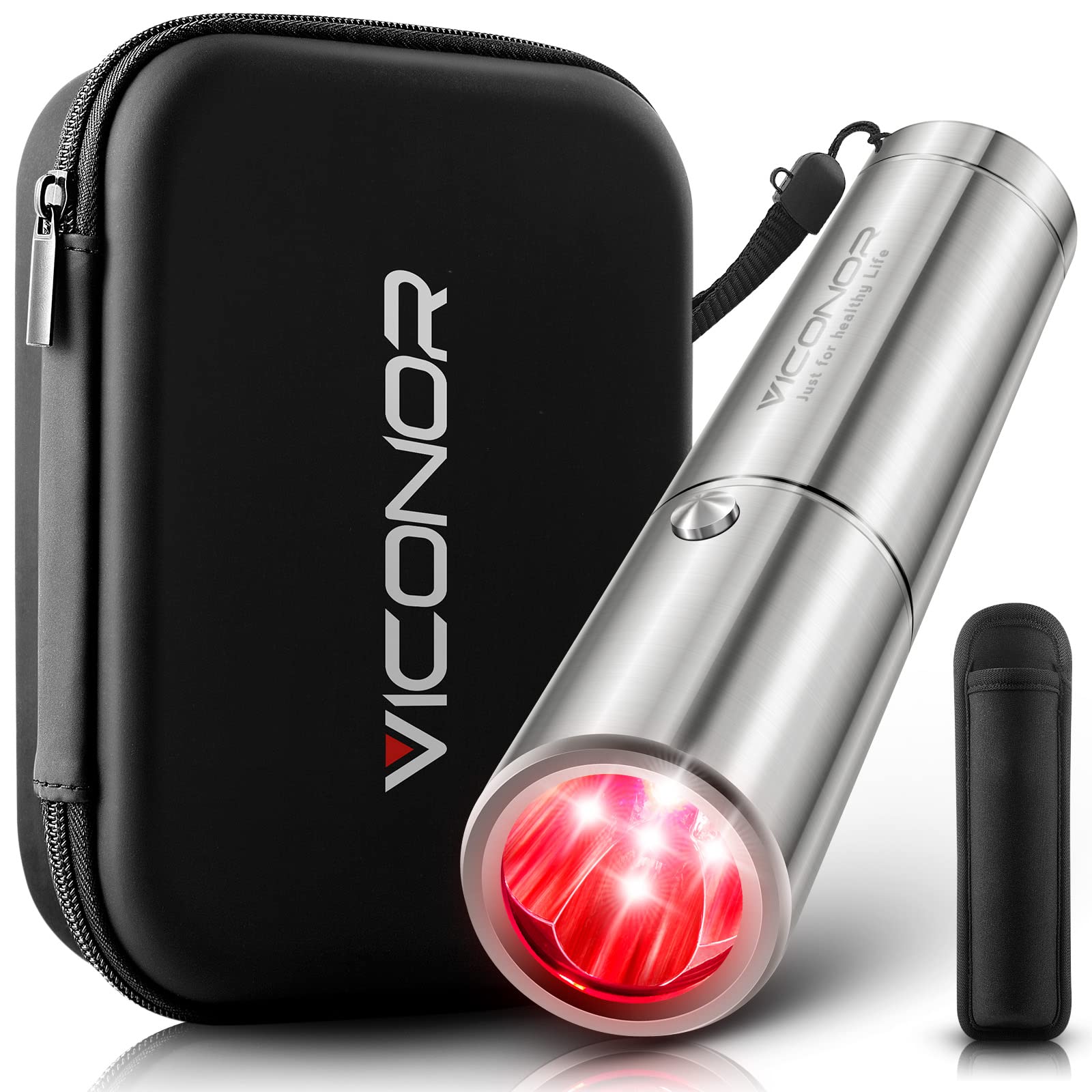 Red Light Therapy Device for Muscle & Joint Pain Relief - Infrared Light Therapy for Face & Body - Near Infrared Light Torch with 5 LEDs, 5 Wavelengths & Pulsed Modes - Perfect for Home Use, Recovery & Skin Rejuvenation