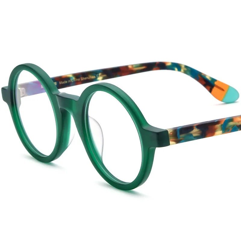CCspace Unisex Full Rim Round Acetate Eyeglasses 56919 - Stylish & Lightweight Frame for Men & Women - Perfect for Reading, Work, and Everyday Fashion