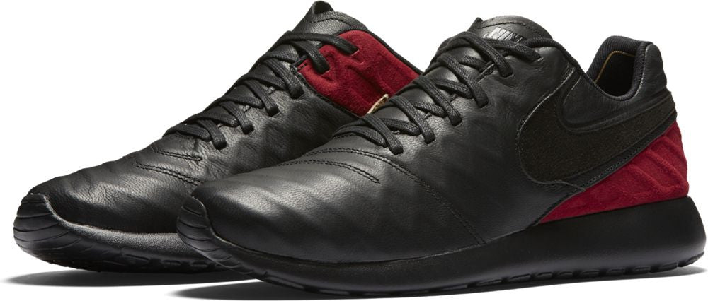 Nike Roshe Tiempo VI FC Men's Soccer Cleats - Black/Team Red Football Shoes for Artificial Grass & Turf - Lightweight Comfort for Training & Matches