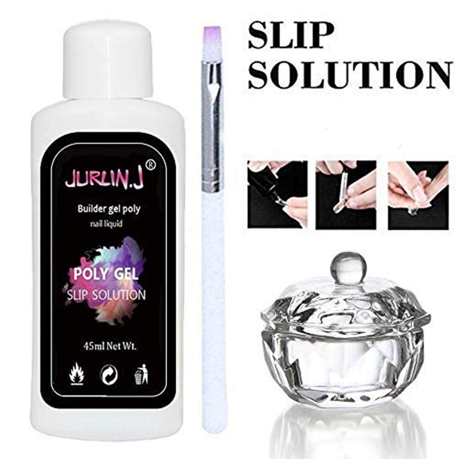 3pcs Poly Gel Nail Liquid Slip Solution 45ml - Professional Nail Glide Solution for Poly Gel, Acrylic & Builder Gel Extensions | Easy Soak-Off Application | Perfect for Salon & Home Nail Art DIY