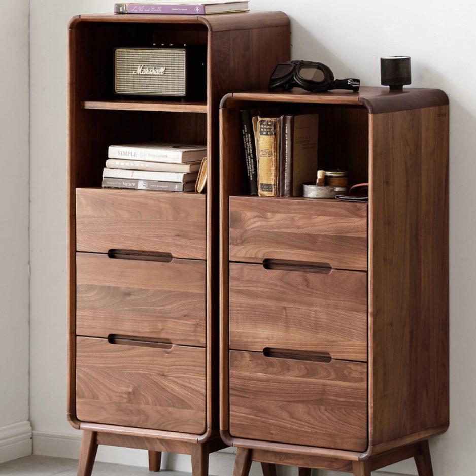 Solid Black Walnut Wood Side Cabinet - Rustic Nightstand, Entryway Storage, or Bathroom Organizer - Handcrafted for Home & Office Decor