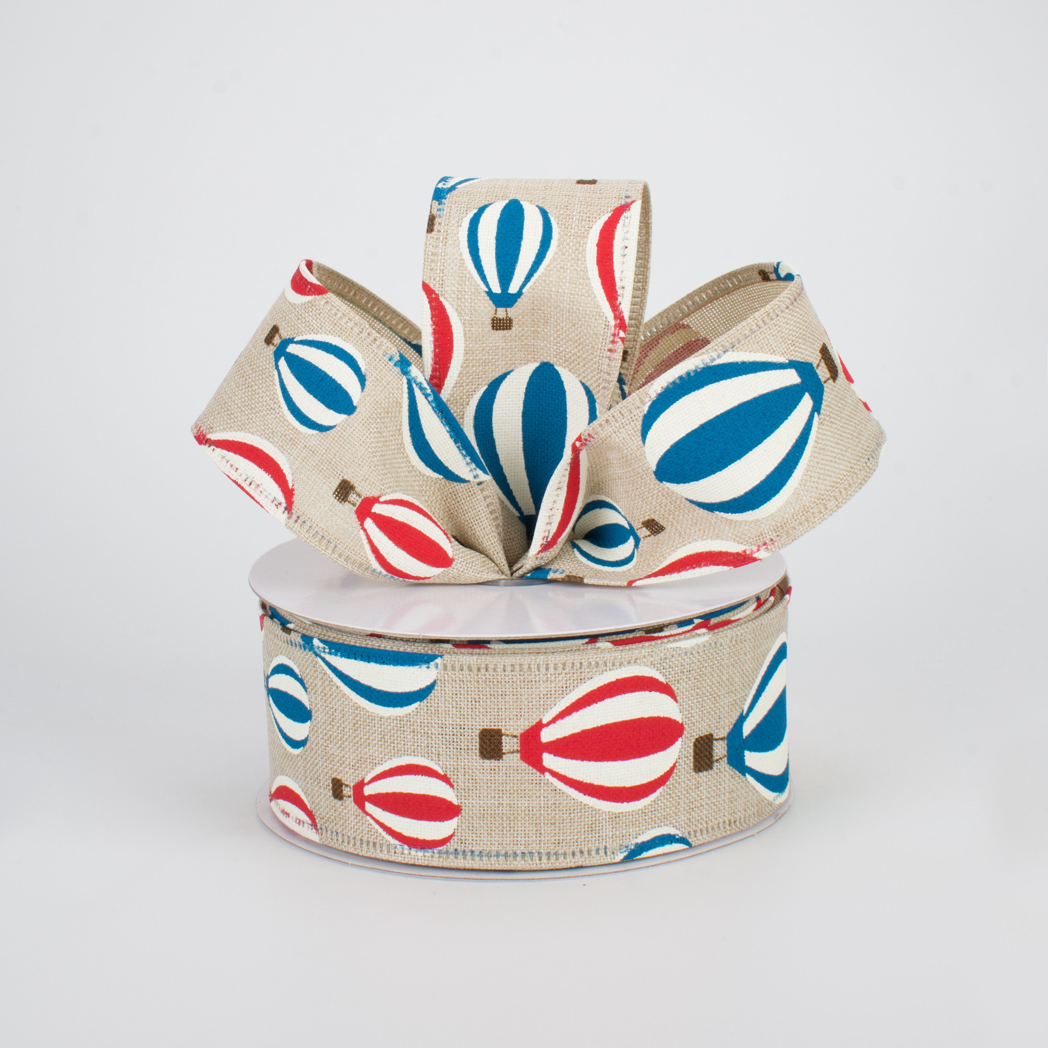 1.5 Inch Patriotic Hot Air Balloon Ribbon - Red, White & Blue Decorative Ribbon (10 Yards) for Party Decorations, Gift Wrapping & DIY Crafts
