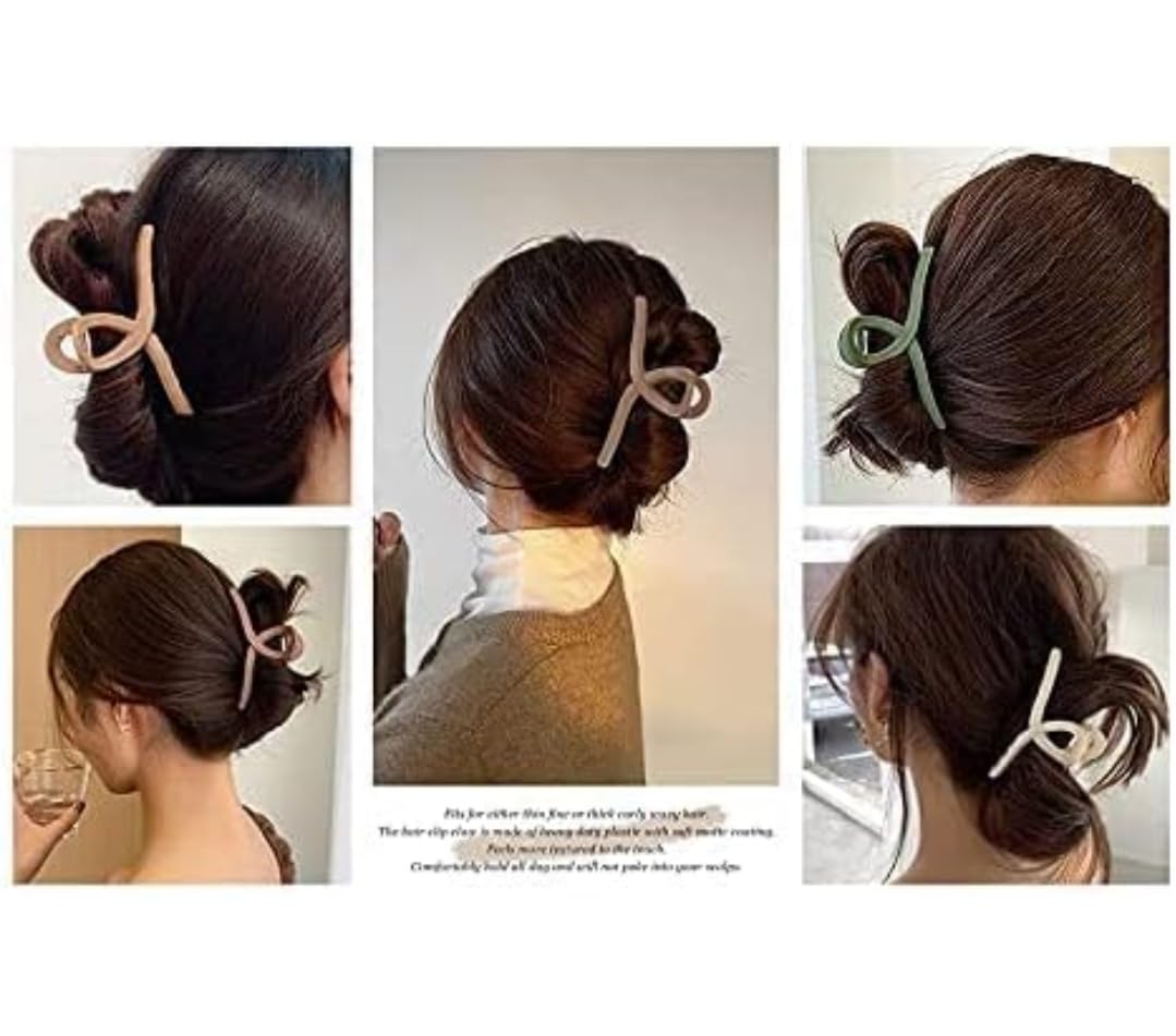 4PCS Matte Plastic Hair Claw Clips for Women - 8cm Medium Size, Strong Hold for Thick & Long Hair - Perfect for Ponytails, Buns & Everyday Hairstyles