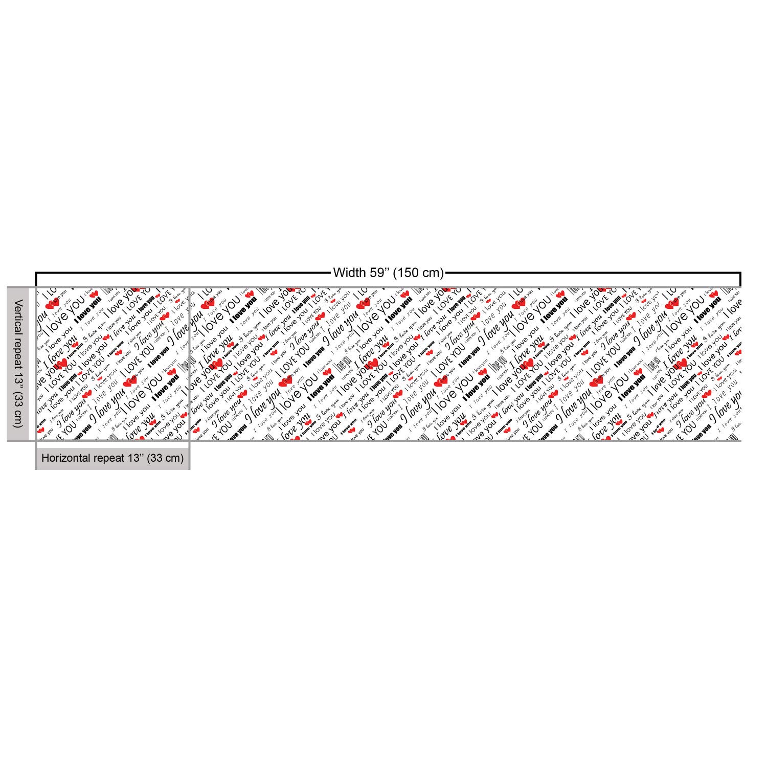 Ambesonne I Love You Fabric by The Yard - Romantic Hearts & Multilingual Love Words Pattern for Upholstery, Home Decor, DIY Crafts (10 Yards, Red & Black) - Perfect for Valentine's Day Gifts, Wedding Decorations & Bedroom Accents