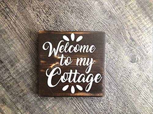 Welcome to My Cottage Wood Hanging Sign - 5.5x5.5 Inch Rustic Farmhouse Wall Decor - Unframed Home Office & Kitchen Decoration - Perfect for Country House, Bar Accessories, and White House Themed Spaces