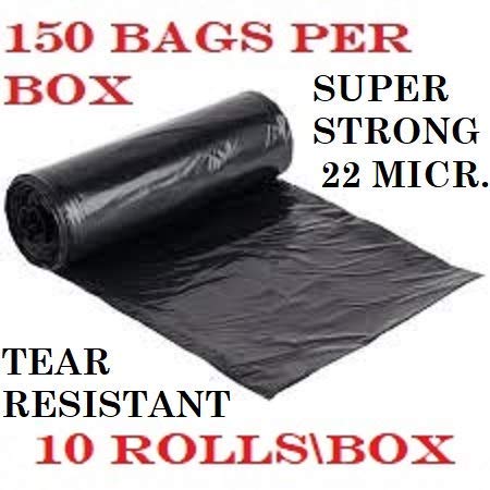 2 Boxes - Heavy Duty 55-60 Gallon Trash Bags (150 Count per Box, 300 Total) - Super High Density Black Garbage Bags for Commercial & Home Use - Ideal for Large Kitchen, Office, and Outdoor Waste Disposal