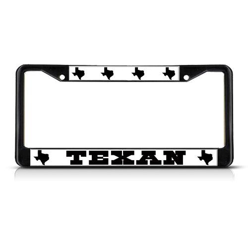Texas Texan Metal License Plate Frame - Weatherproof Black Solid Insert with 2 Holes - Durable Car Accessories for Trucks, SUVs & Vehicles - Perfect for Road Trips & State Pride Display
