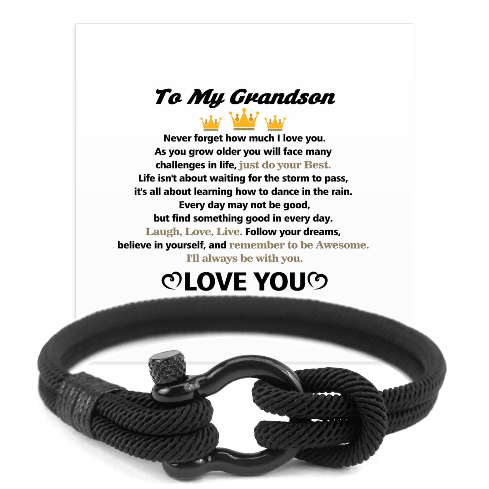 Men's Black Leather Bracelet - Graduation Gift for Him, Son, Grandson & Teen Boys | Back to School & First Day Present | Stylish & Durable for Daily Wear