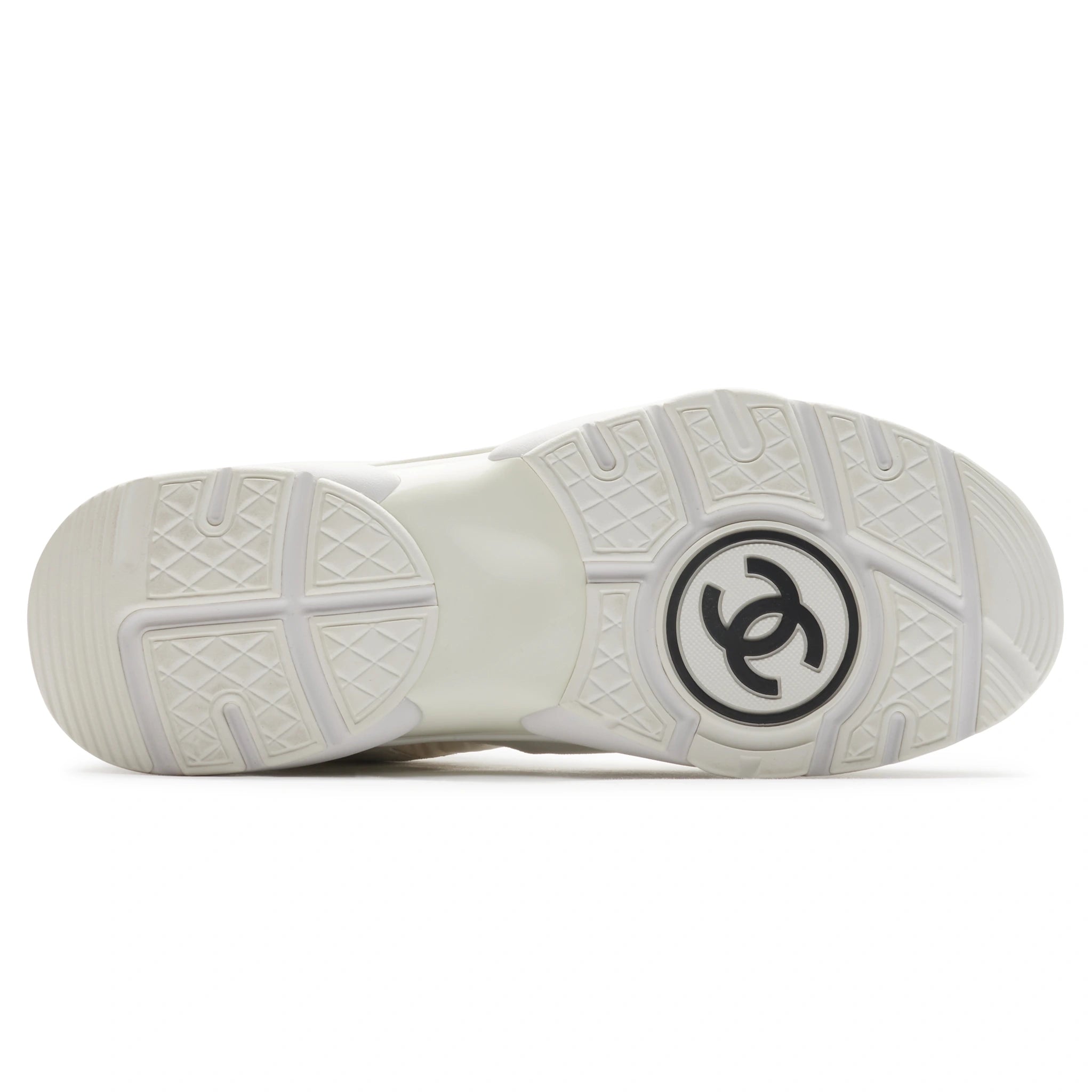 Chanel CC Logo Triple White Nylon Reflective Sneakers - Vintage Pre-Owned Luxury Shoes for Women | Perfect for Casual Outfits, Street Style & Fashion Events