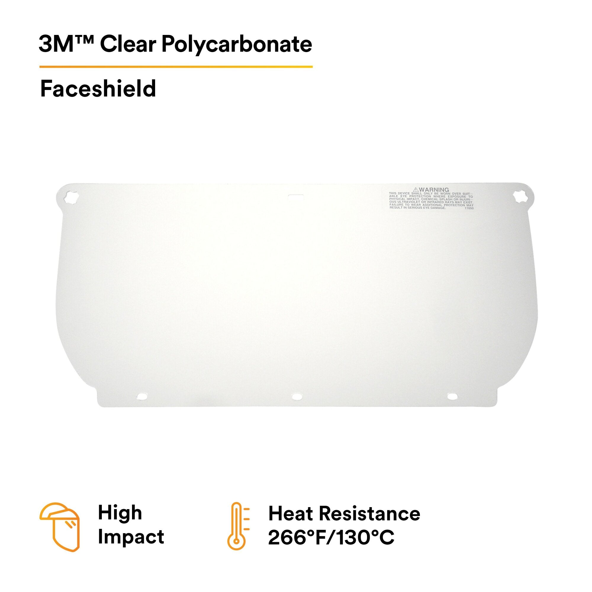3M Clear Polycarbonate Faceshield WP98 (82543-00000) - Flat Stock Safety Shield for Construction, Woodworking & Industrial Use