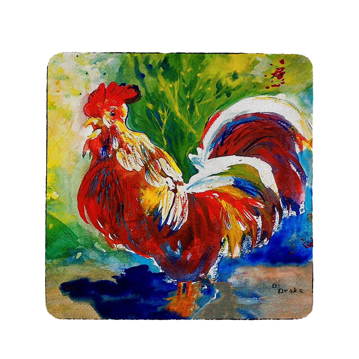 Betsy Drake Red Roosters Coaster Set of 4 - Absorbent Ceramic Drink Coasters for Coffee, Wine & Beer - Perfect for Home, Kitchen & Bar Decor