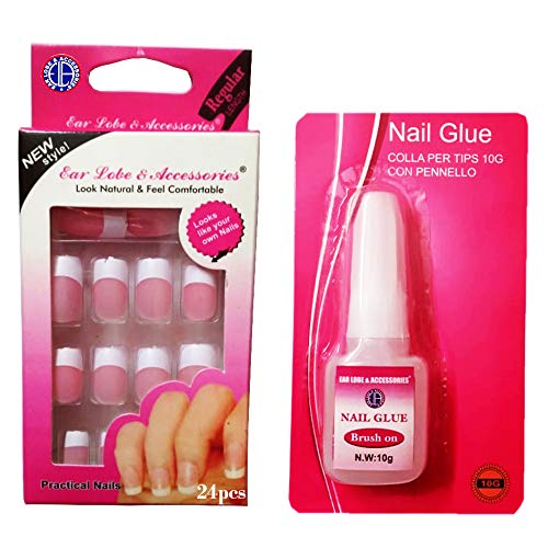 Reusable False French Nails with Glue - Pink Press on Nails for Women (2072) | Perfect for Parties, Weddings & Special Occasions