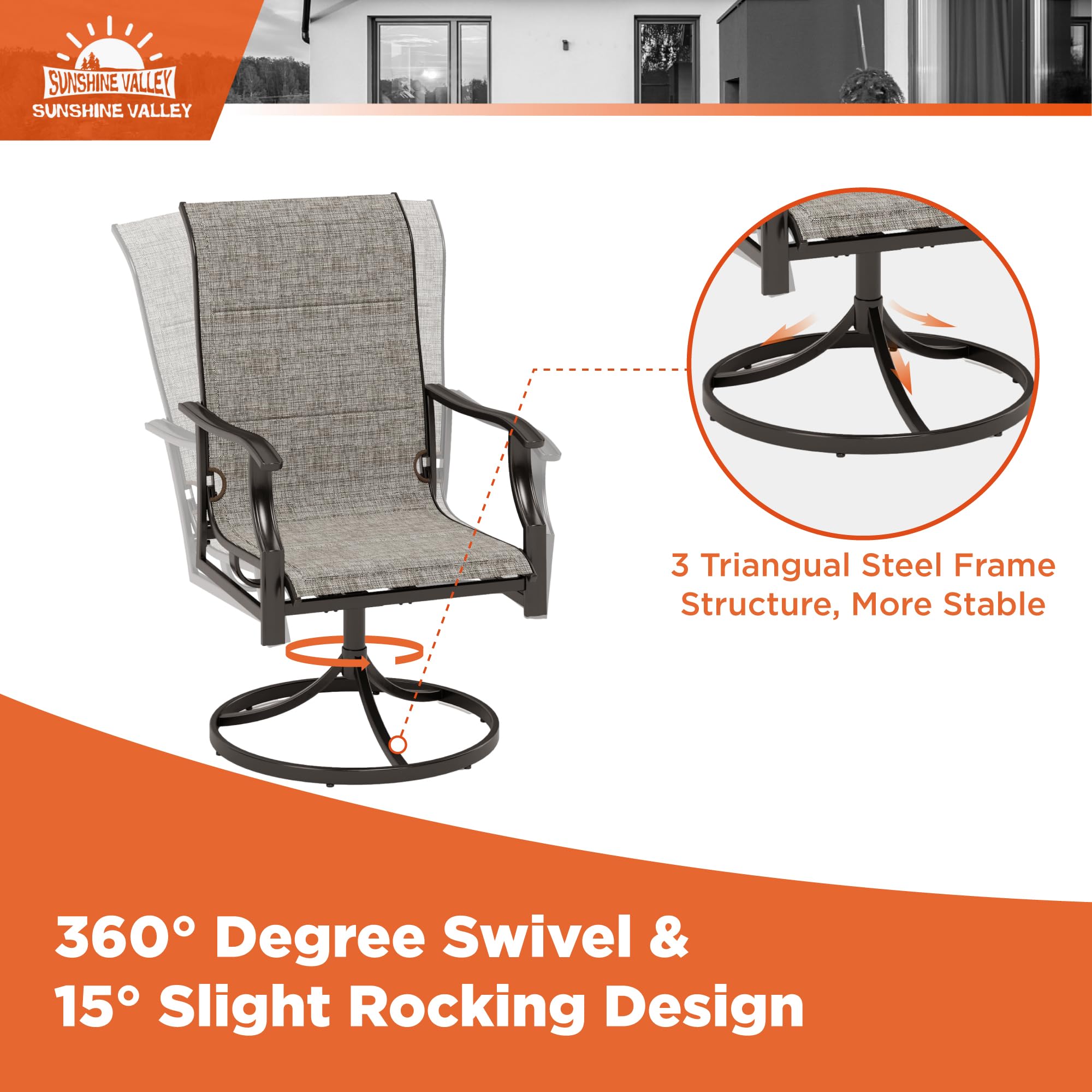 7-Piece Outdoor Patio Dining Set for 6 People - Durable Textilene Swivel Chairs & Weather-Resistant Table (1.57-1.9