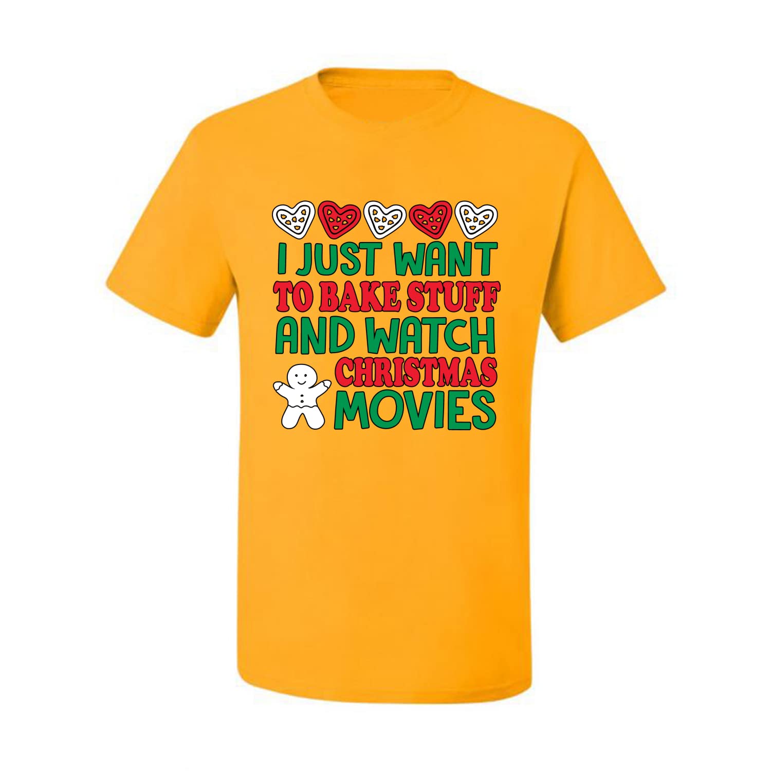 I Just Want to Bake Stuff and Watch Christmas Movies - Funny Holiday Men's T-Shirt for Baking Enthusiasts & Christmas Lovers - Perfect for Holiday Parties, Family Gatherings & Cozy Movie Nights