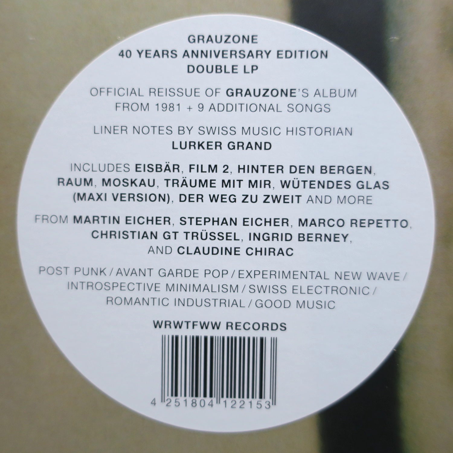 GRAUZONE s/t 40th Anniversary Remastered Vinyl 2LP + 9 Bonus Tracks | Limited Edition German Punk Record | Perfect for Music Collectors & Vinyl Enthusiasts