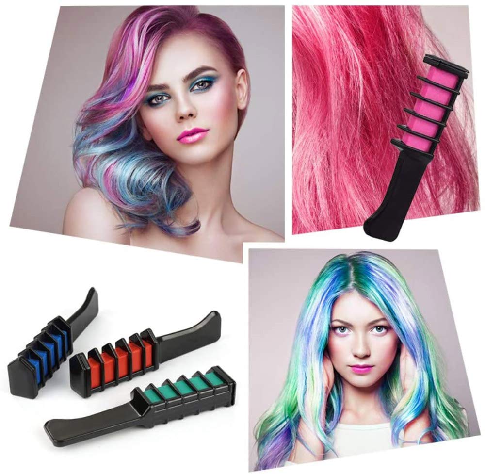YMZ 6-Piece Disposable Hair Chalk Comb Set - Non-Toxic Temporary Hair Color for Kids & Adults | Perfect for DIY Hair Dyeing, Parties, Halloween, Christmas & Cosplay Costumes