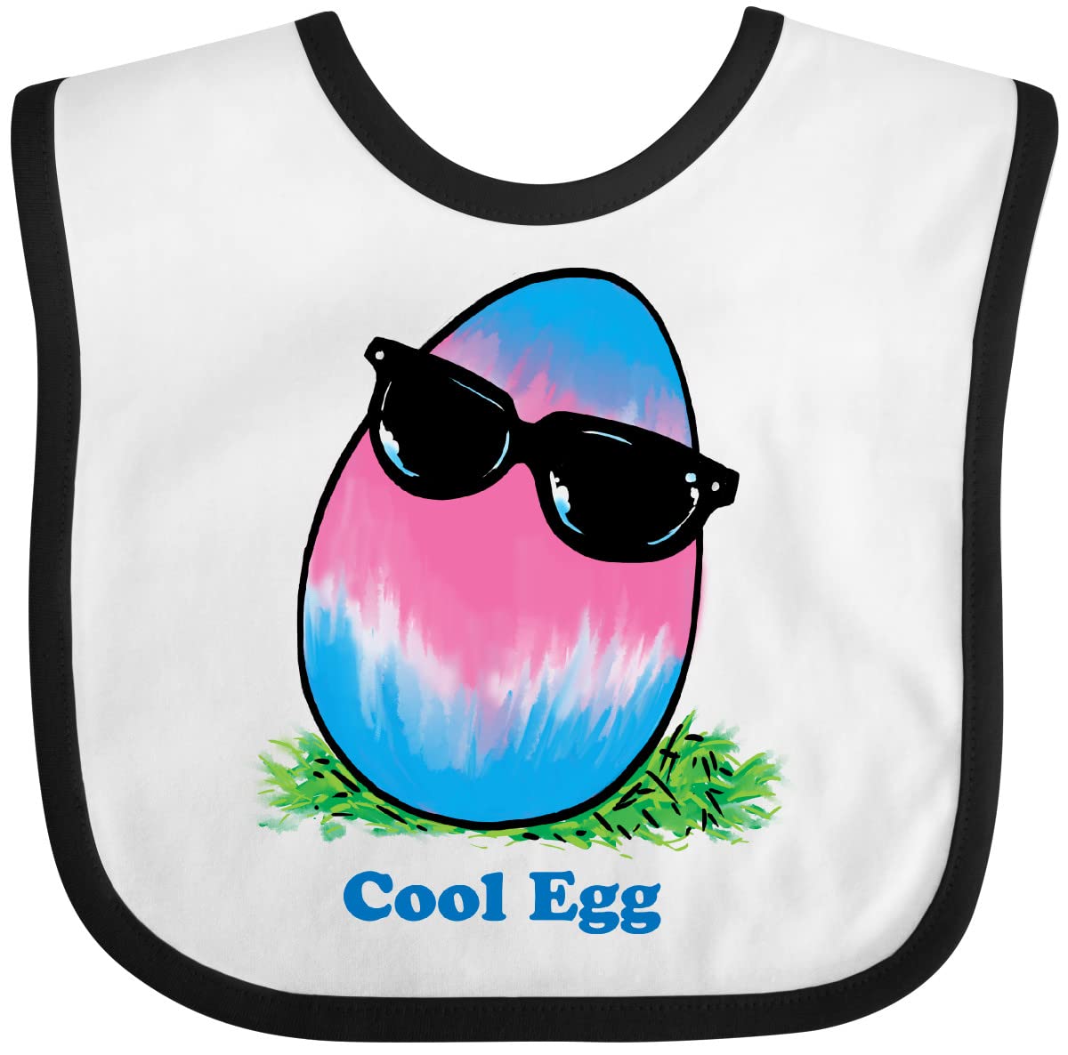 Inktastic Easter Pink and Blue Cool Egg with Sunglasses Baby Bib - Soft Cotton Drool Bib for Infants, Perfect for Easter Outfits, Photo Shoots, and Holiday Celebrations