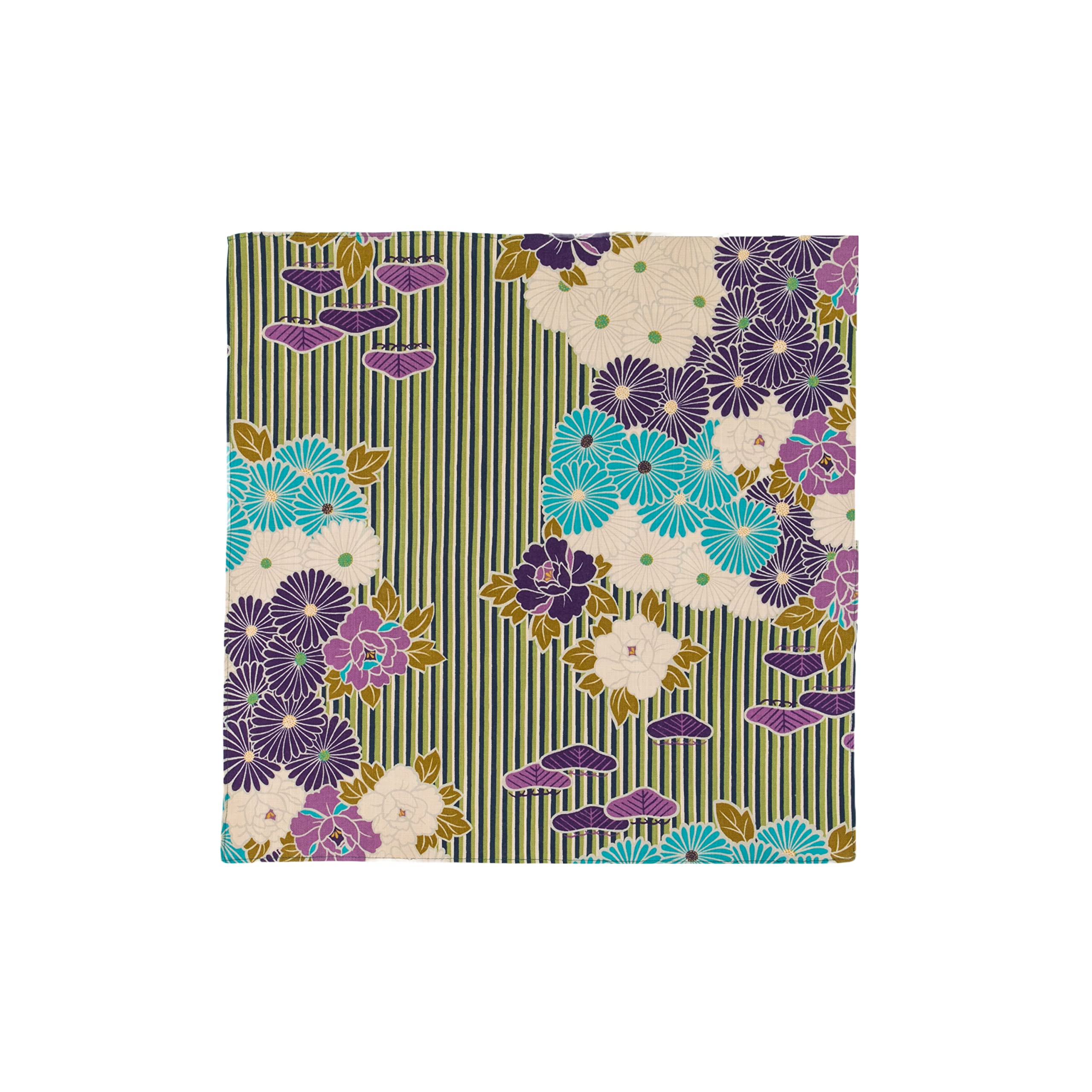 NOREN Furoshiki Wrapping Cloth - Small 19.7 inches (50 cm) 100% Cotton Japanese Bento Lunch Bag & Bandana - Retro Flower Purple Design - Made in Japan - Perfect for Gift Wrapping, Picnics & Eco-Friendly Packaging