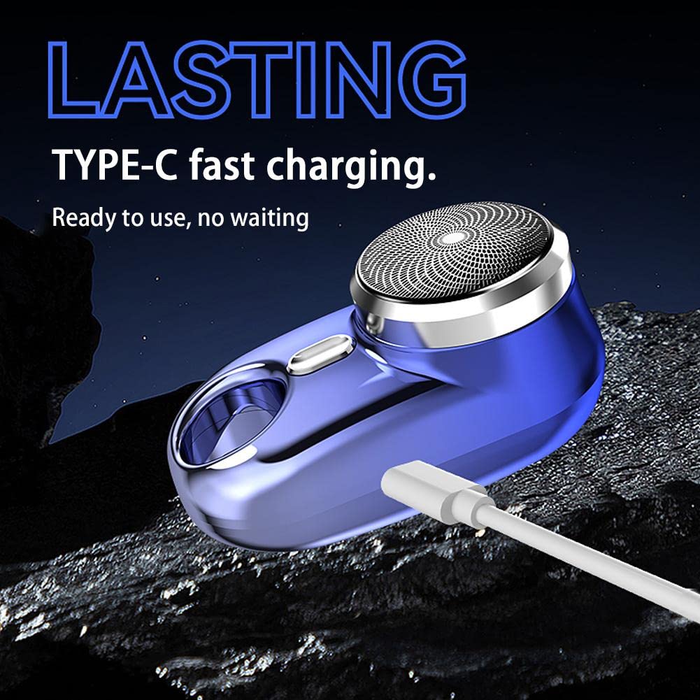 Portable Electric Head Shaver for Bald Men - Rechargeable Wet/Dry Travel Razor with One-Button Operation (Gradient Blue) | Perfect for Home, Gym & Business Trips