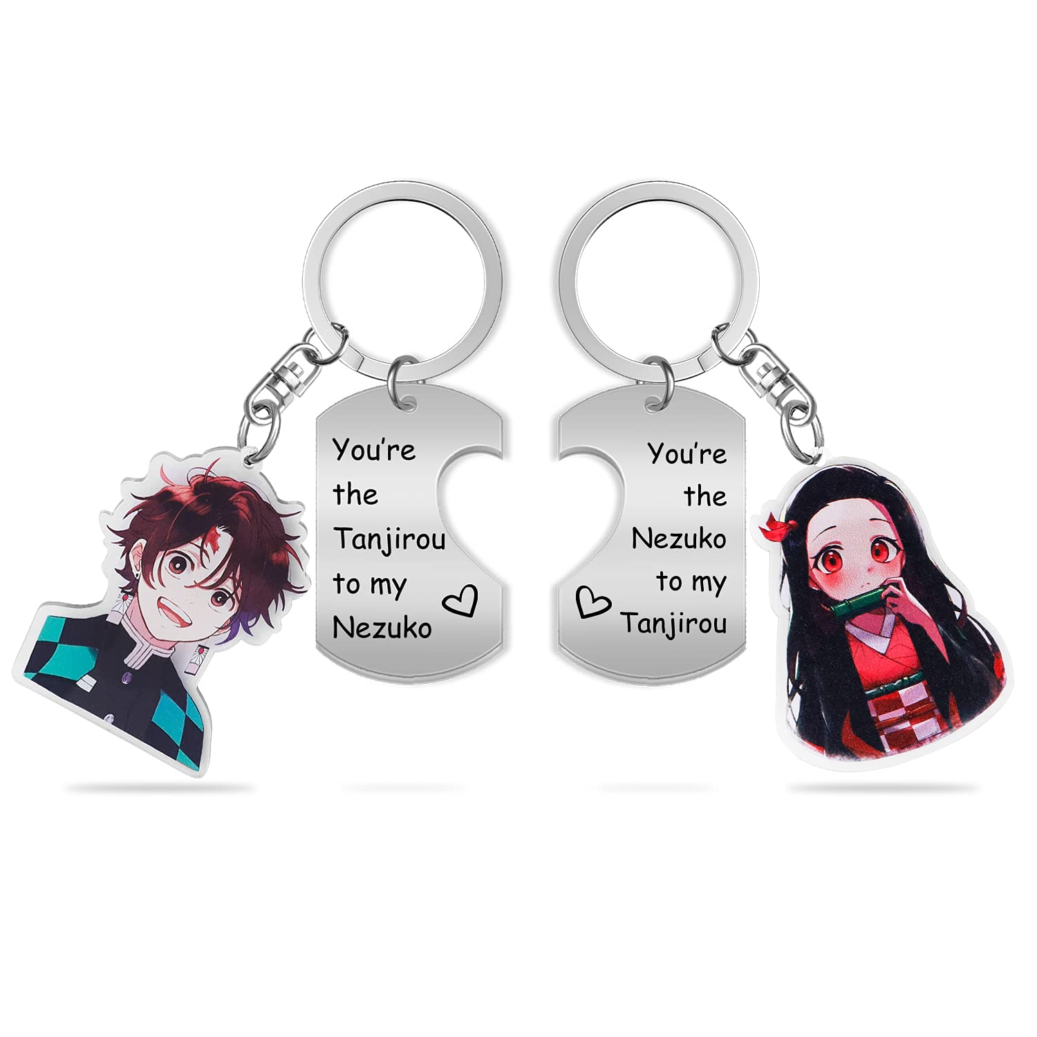 Demon Slayer Anime Keychain - Tanjirou & Nezuko Sibling Keychain Set | Cute Brother Sister Gift for Fans | Perfect for Backpacks, Keys, and Cosplay Accessories (Tanjirou Nezuko KR)