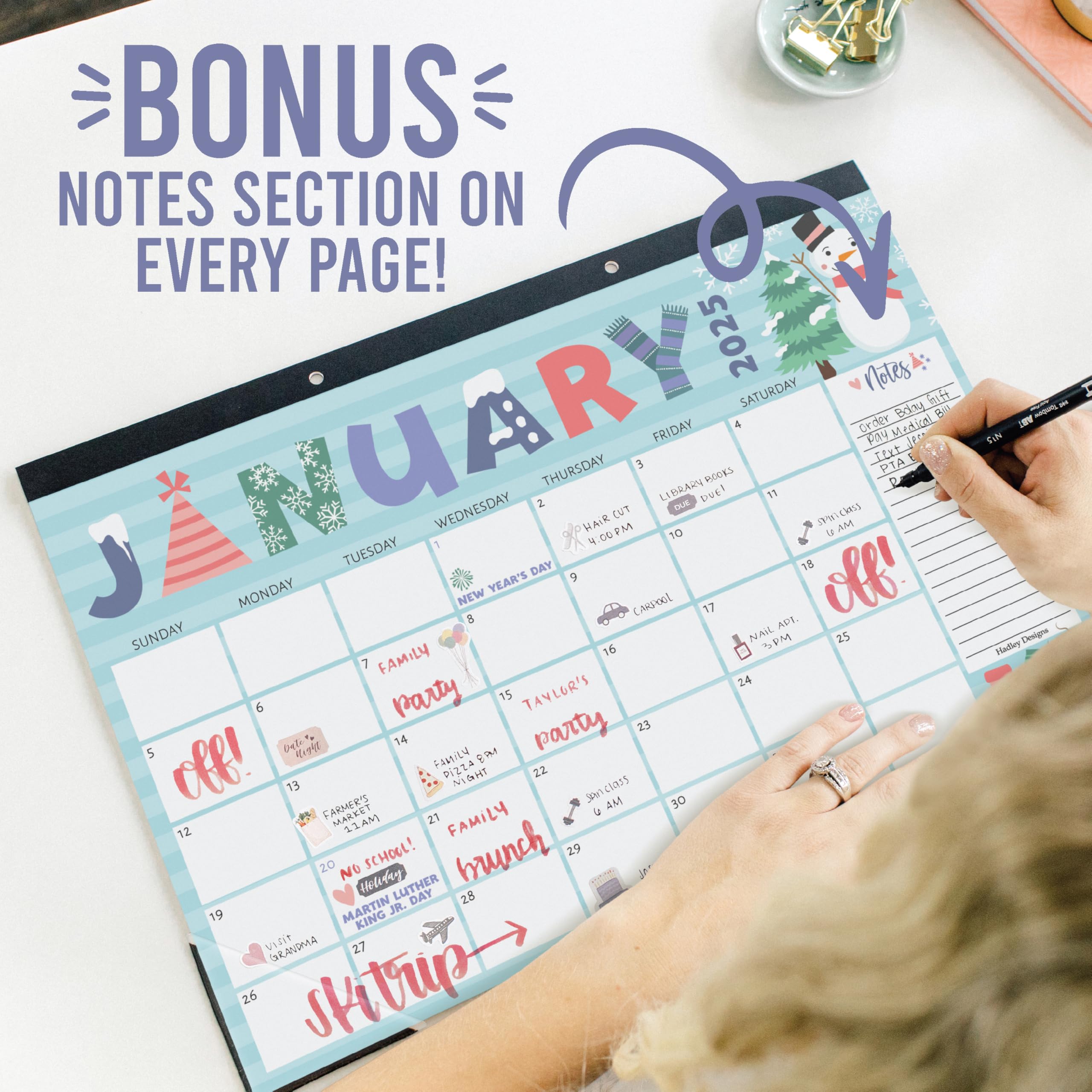 Hadley Designs 2025-2026 Large 18-Month Desk Calendar - 17