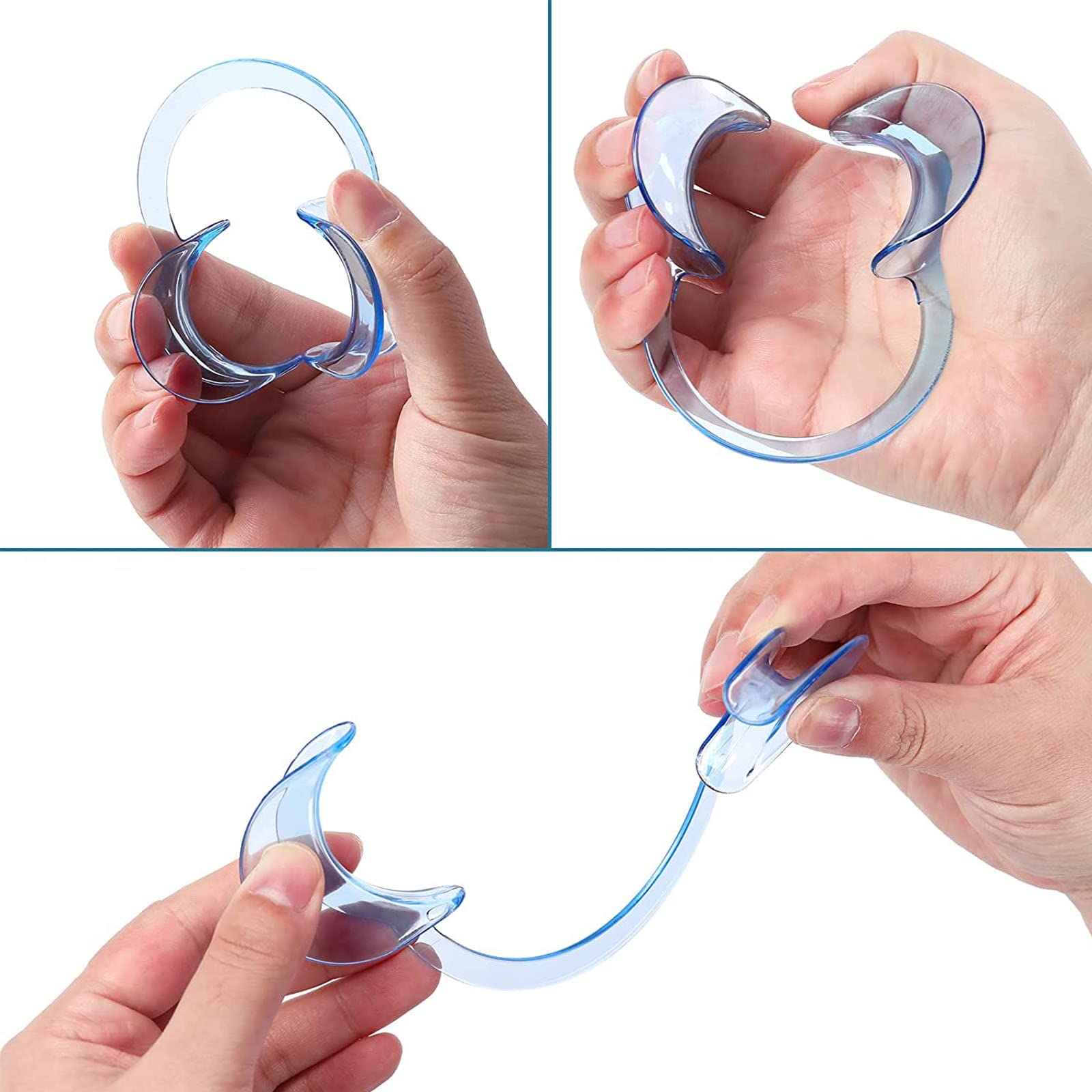 10 Pack Disposable C-Shape Cheek Retractors - Dental Mouth Opener for Teeth Whitening, Oral Exams & Speak Out Game Accessories (Blue, Small) - Perfect for Dentists, Hygienists & Party Games