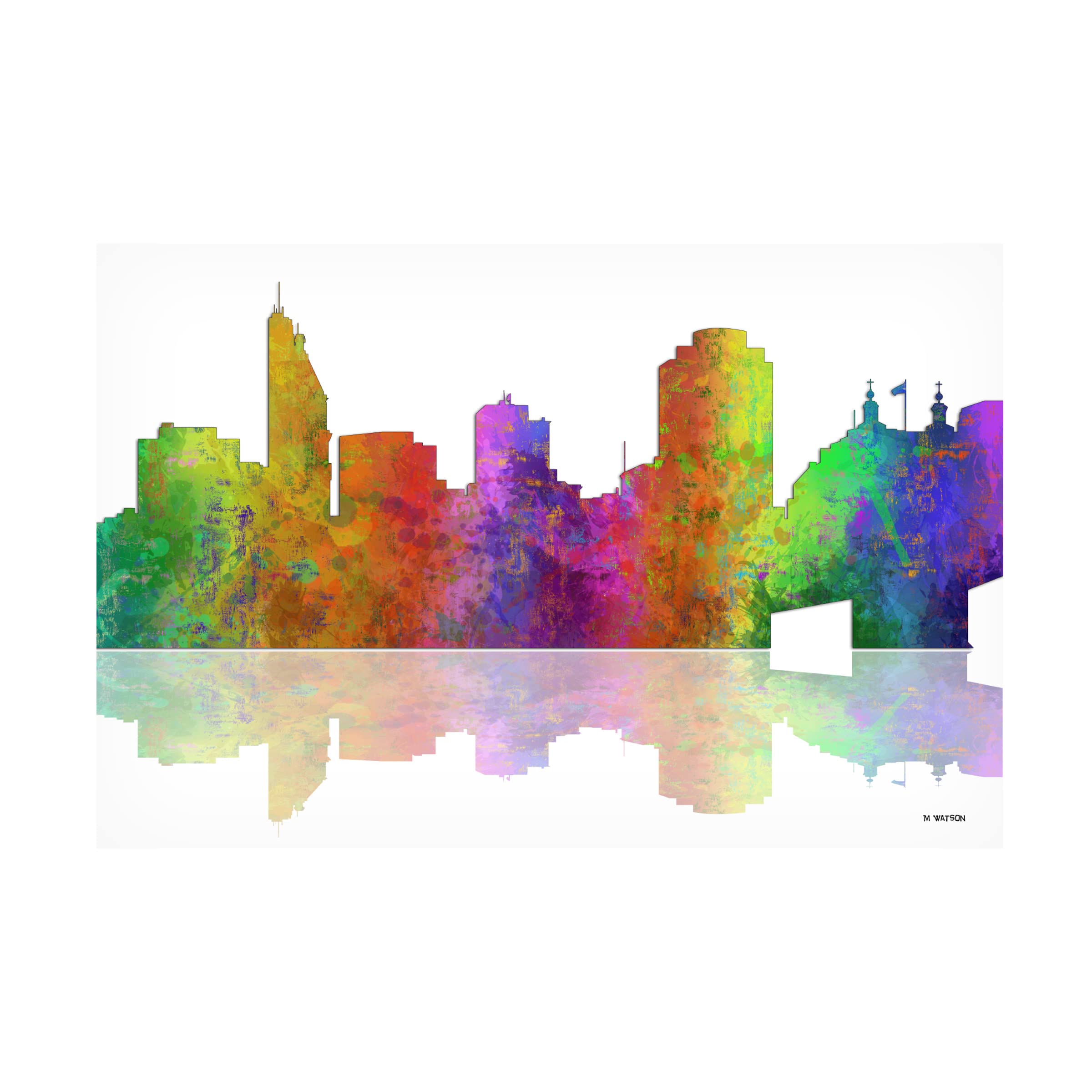 Trademark Fine Art 'Cincinnati Ohio Skyline 1' by Marlene Watson - 16x24 Inch Canvas Wall Art - Perfect for Home & Office Decor